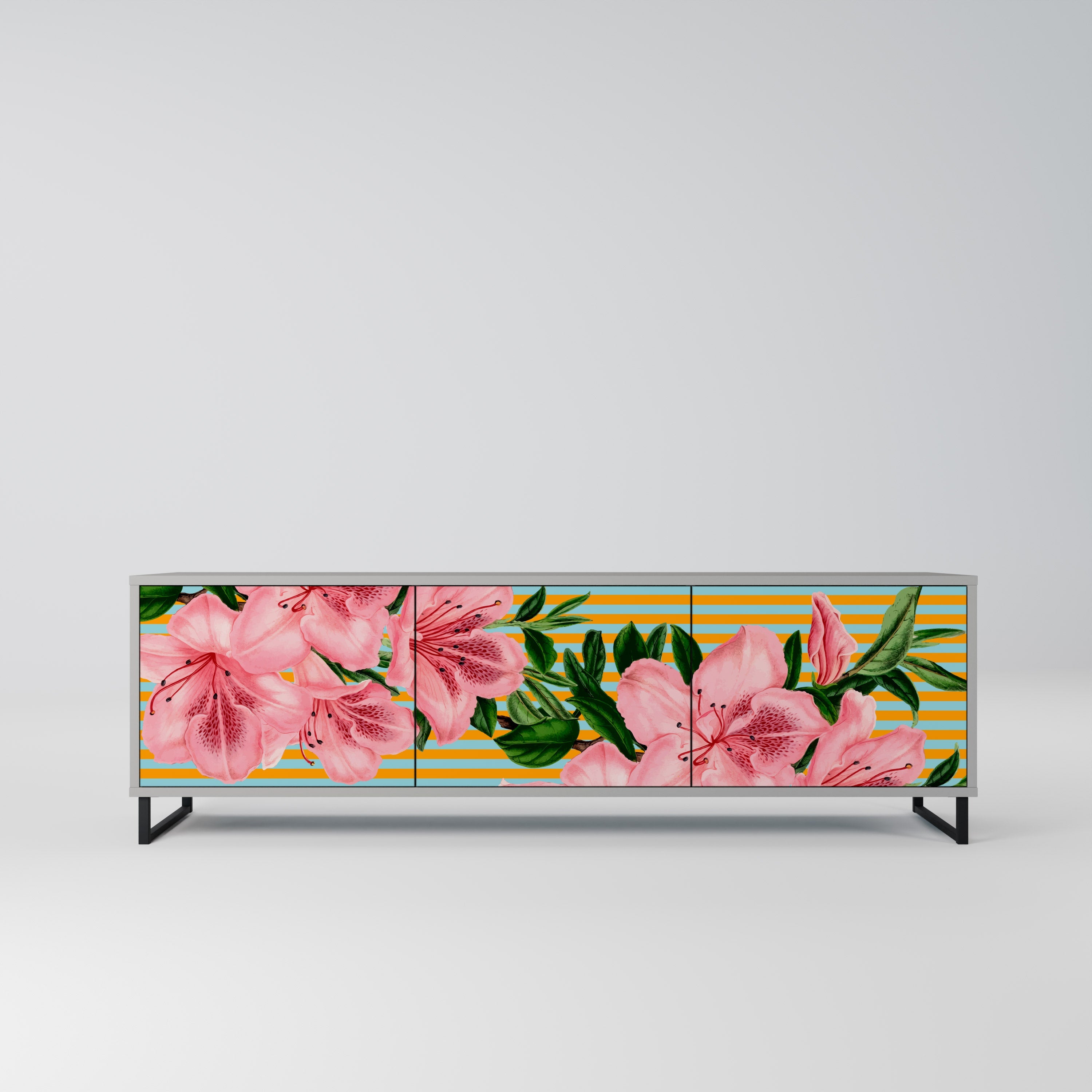 FRAGILE BEAUTY TV-Lowboard mit 3 Türen in Grau