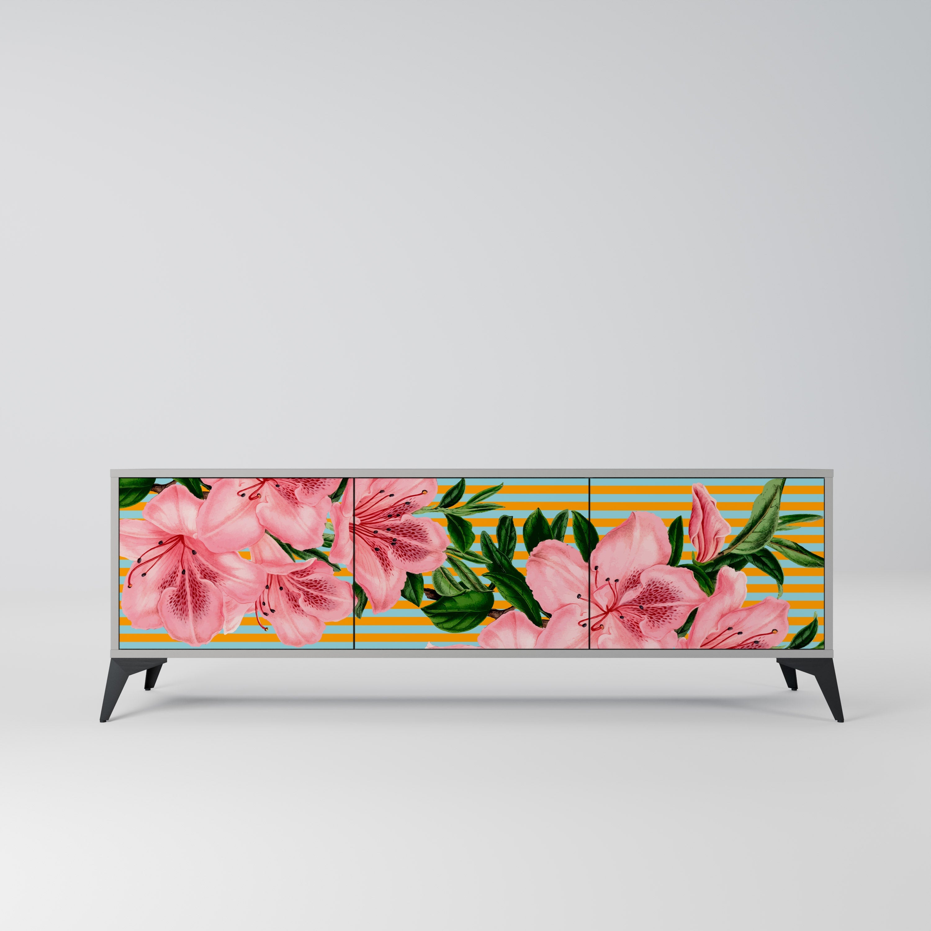 FRAGILE BEAUTY TV-Lowboard mit 3 Türen in Grau