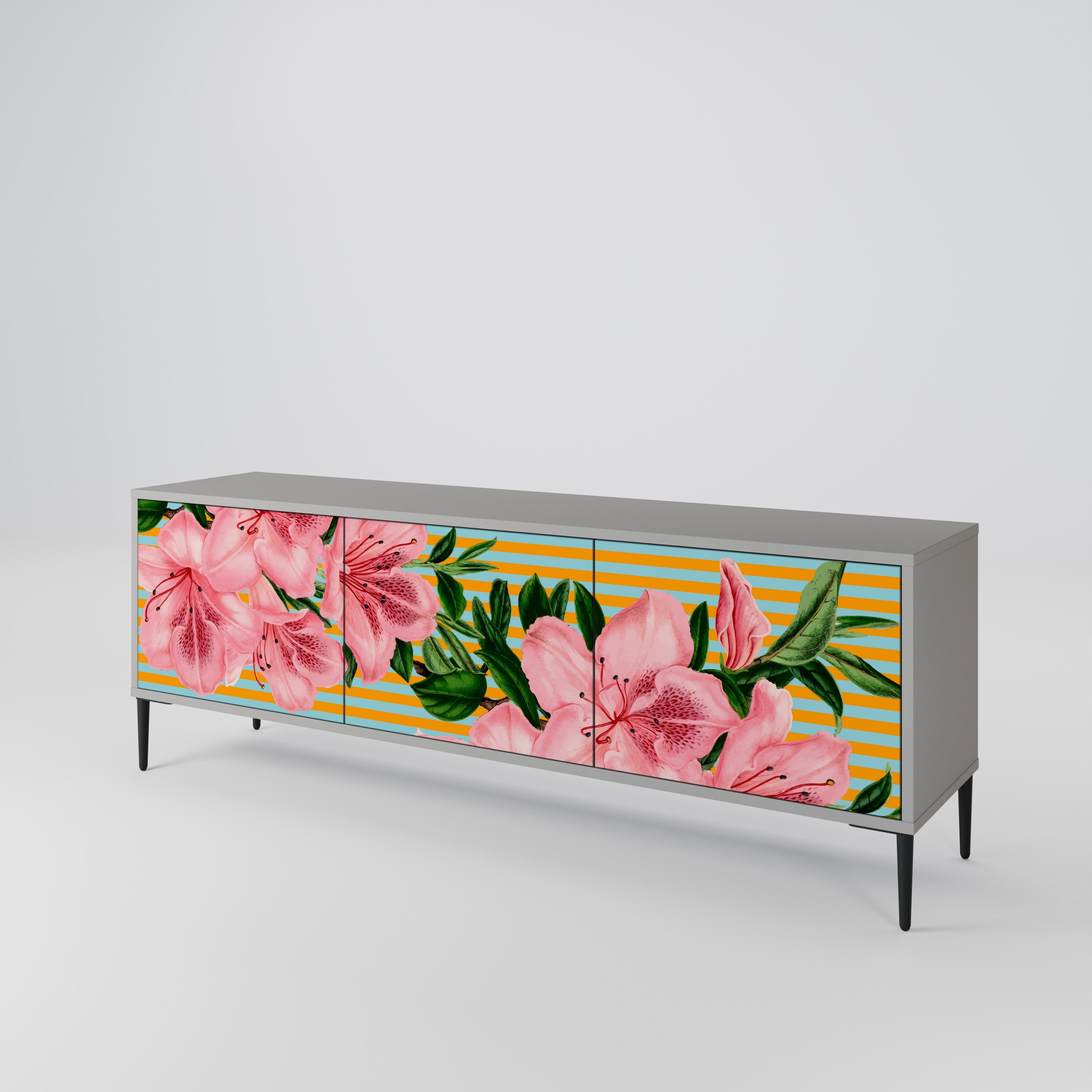 FRAGILE BEAUTY TV-Lowboard mit 3 Türen in Grau