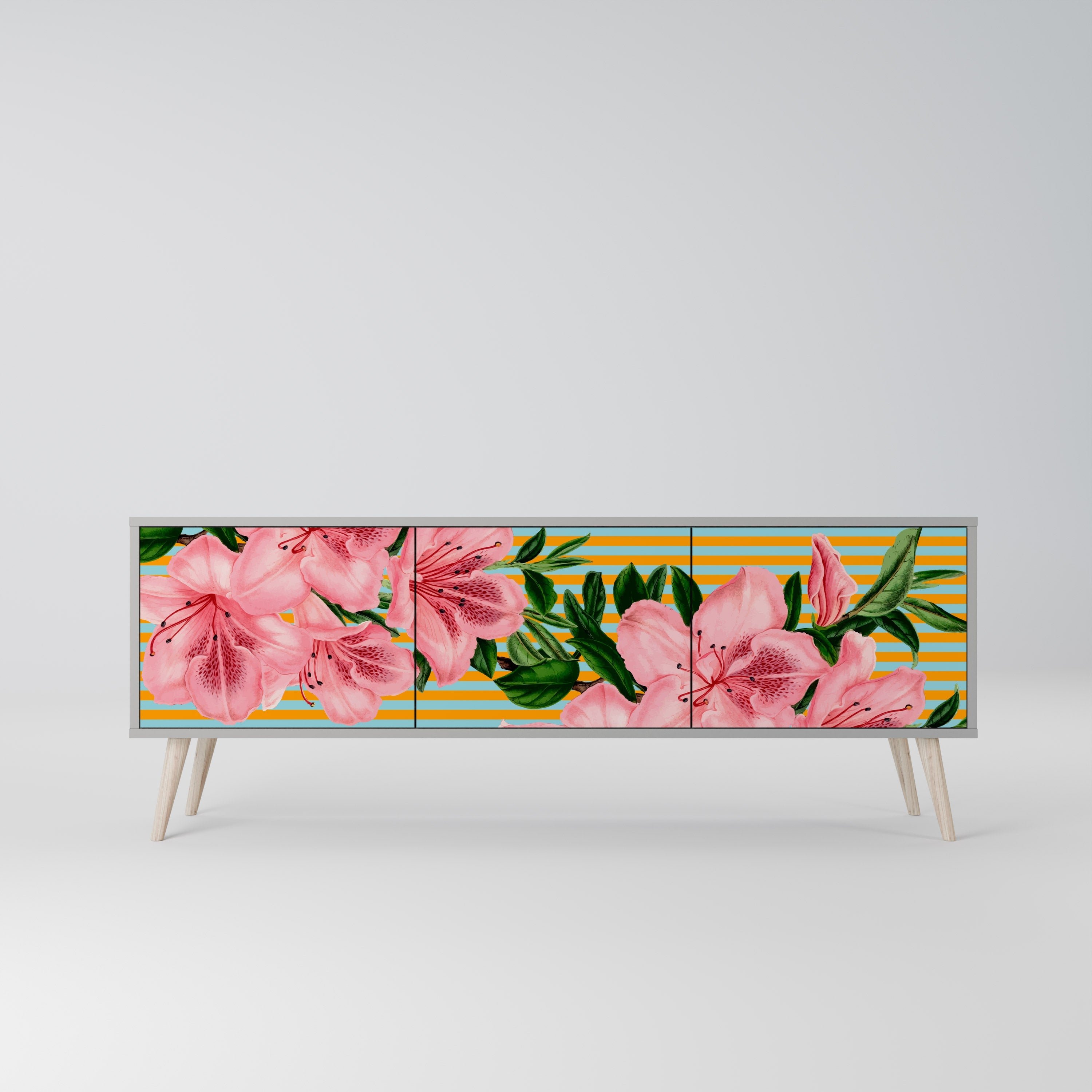 FRAGILE BEAUTY TV-Lowboard mit 3 Türen in Grau