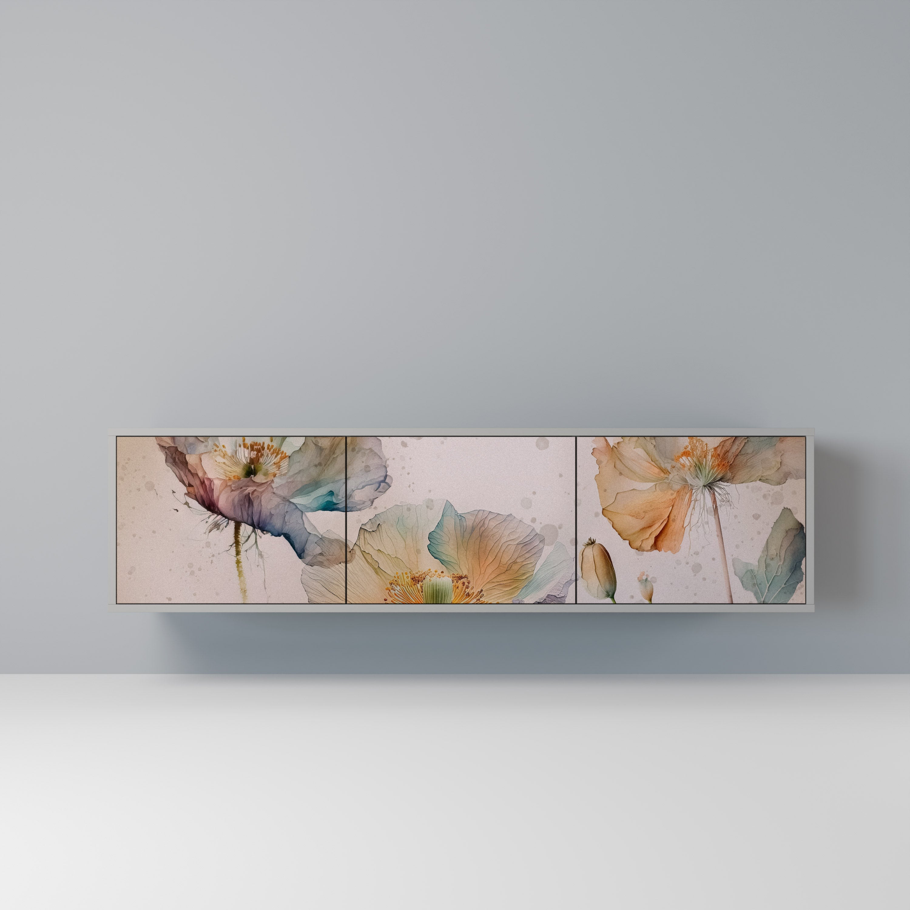 SOFTEN POPPY TV-Lowboard mit 3 Türen in Grau