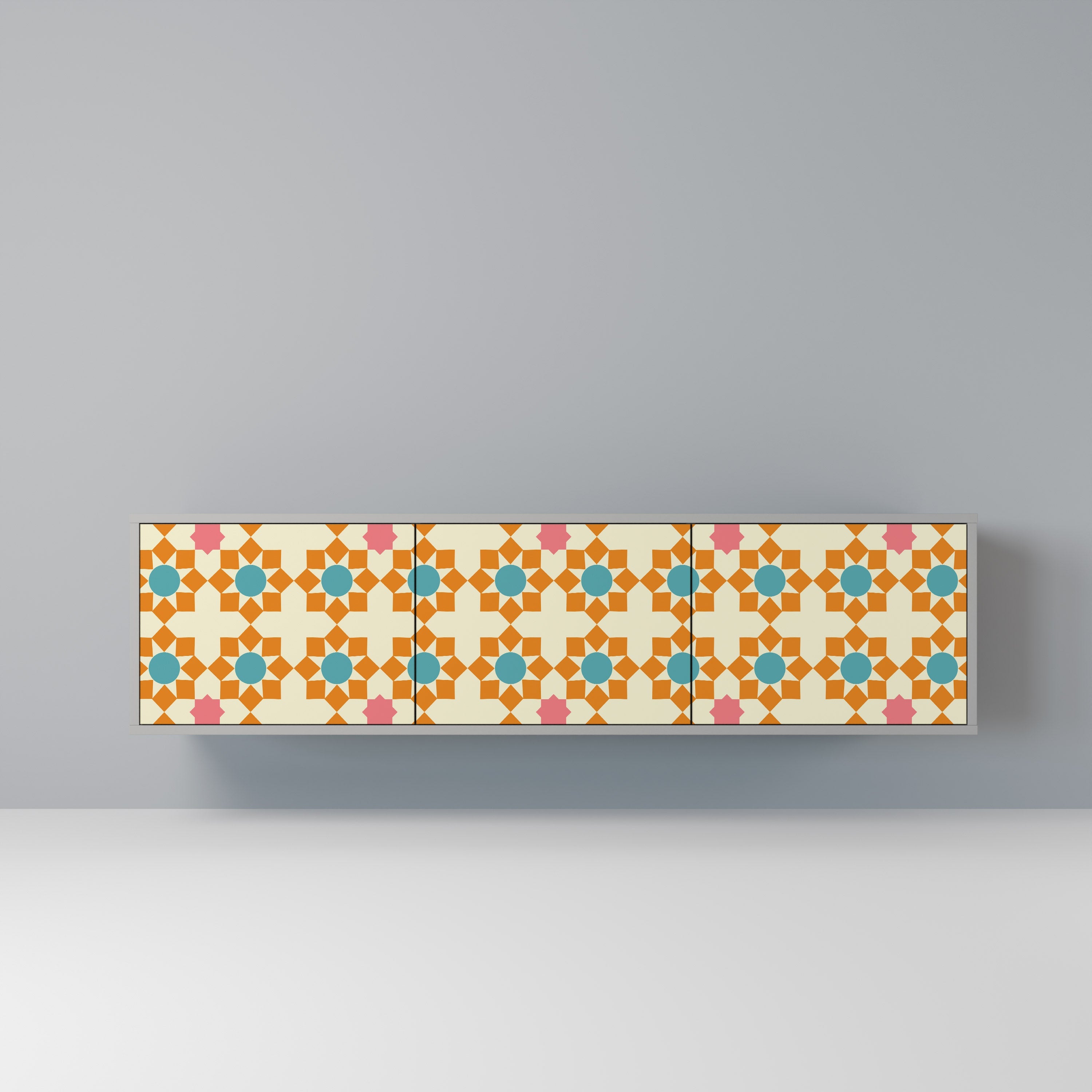 FLORAL DECOR TV-Lowboard mit 3 Türen in Grau