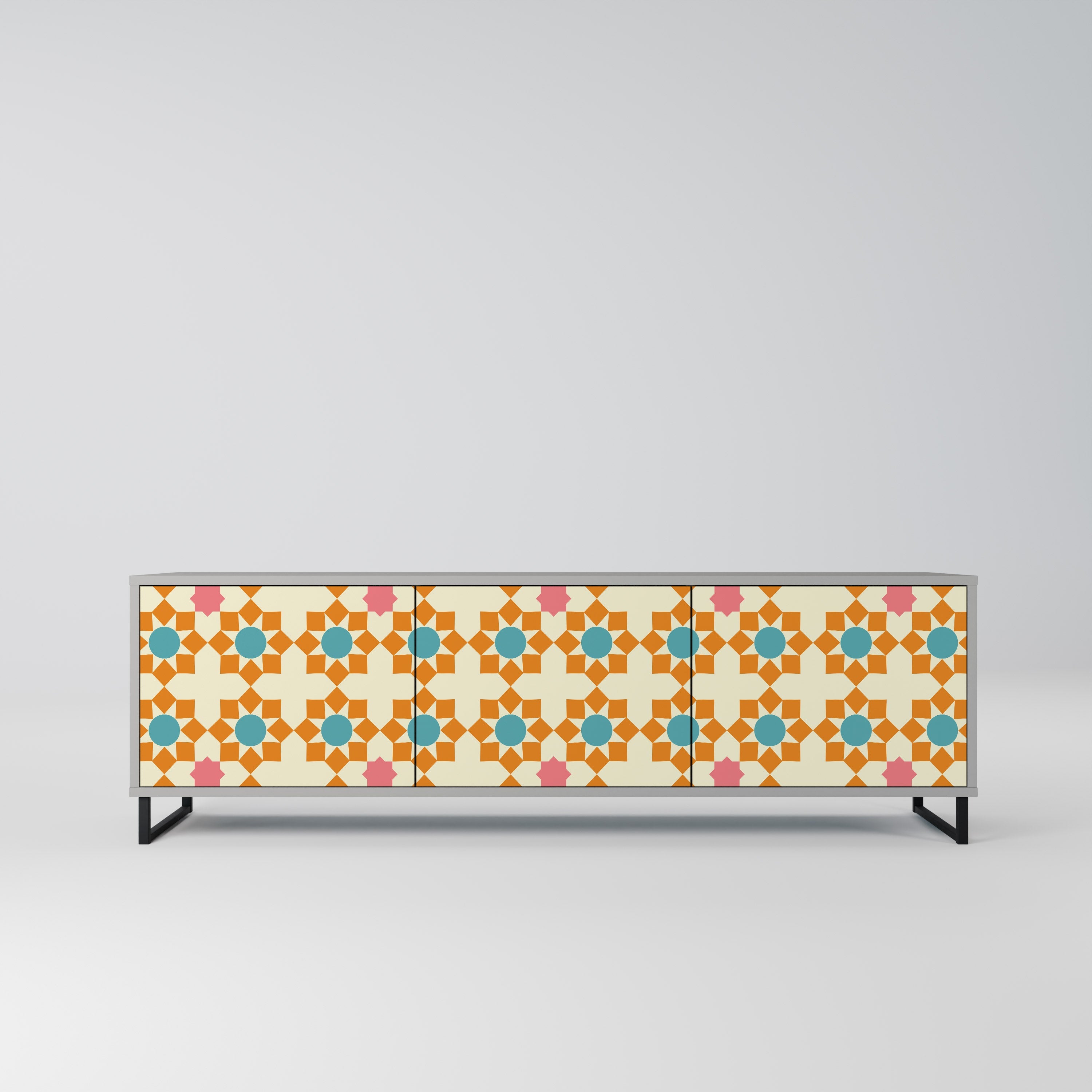 FLORAL DECOR TV-Lowboard mit 3 Türen in Grau