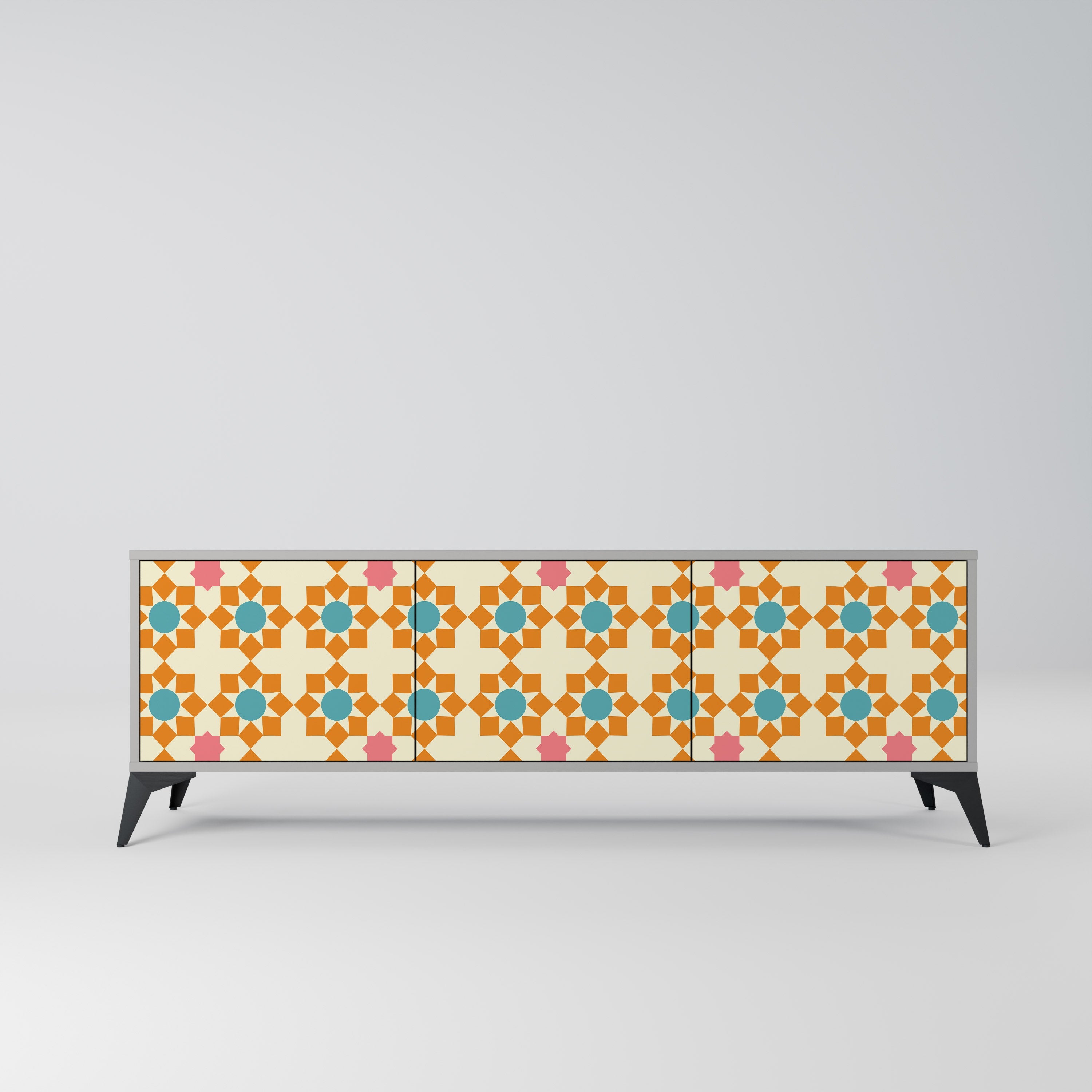 FLORAL DECOR TV-Lowboard mit 3 Türen in Grau