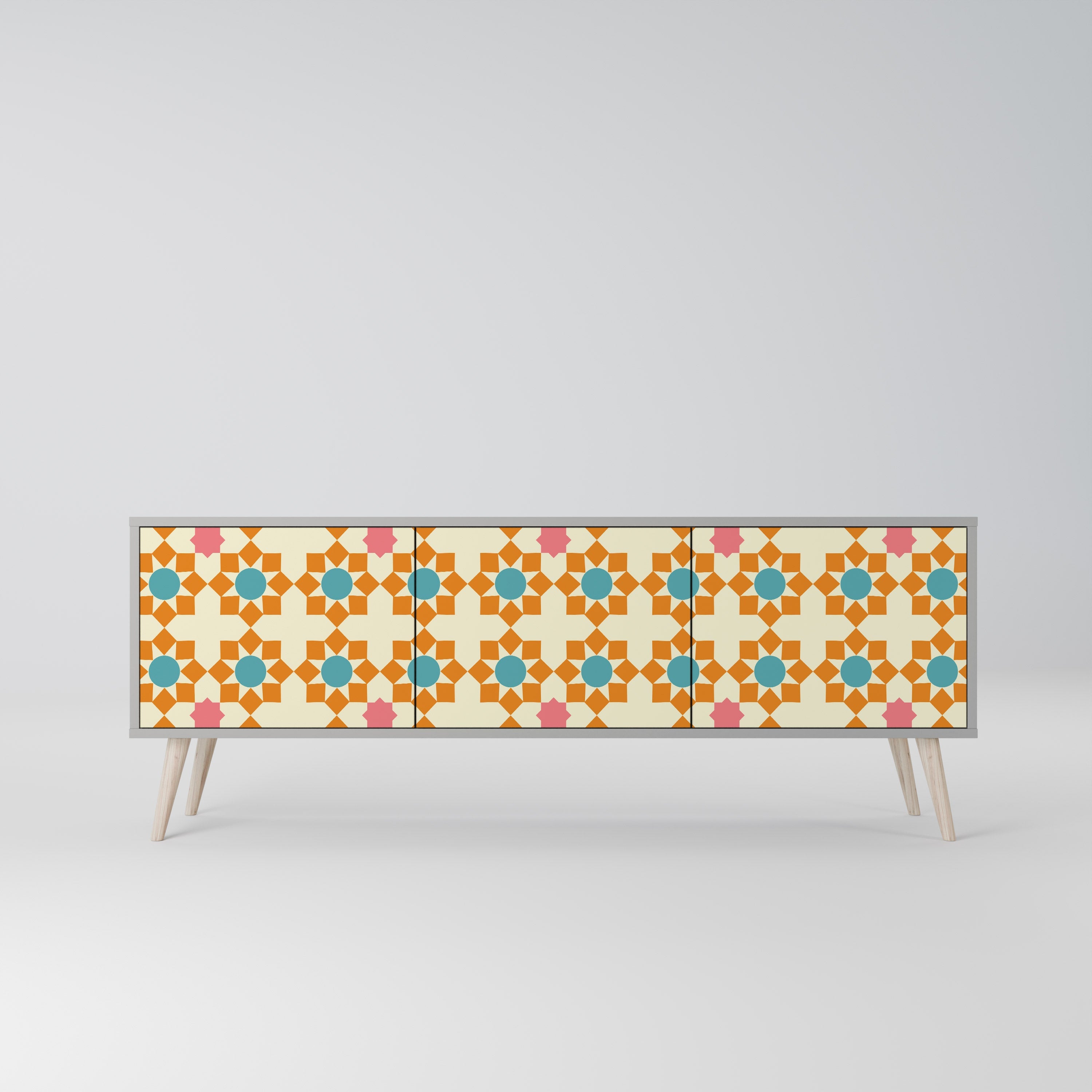 FLORAL DECOR TV-Lowboard mit 3 Türen in Grau