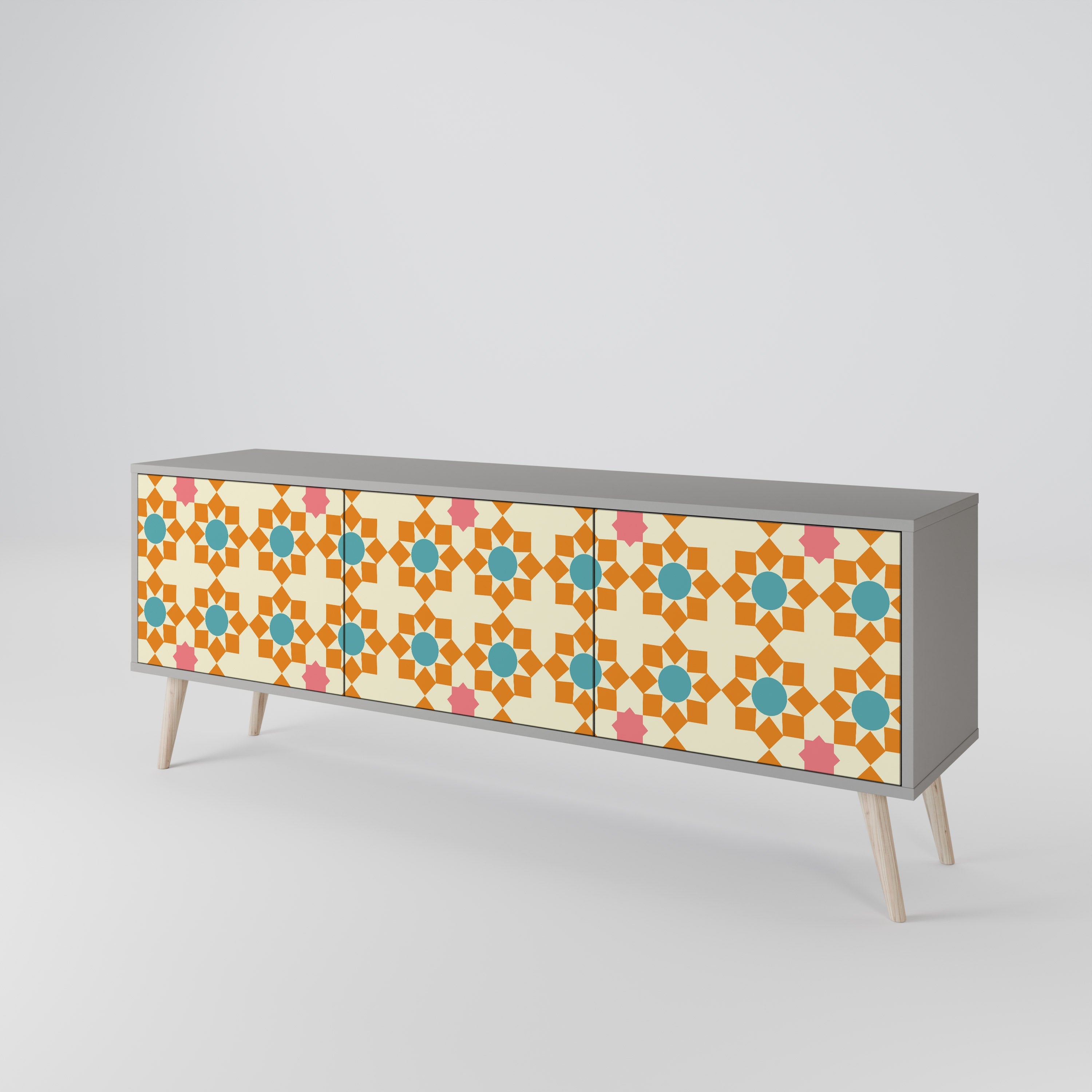 FLORAL DECOR TV-Lowboard mit 3 Türen in Grau