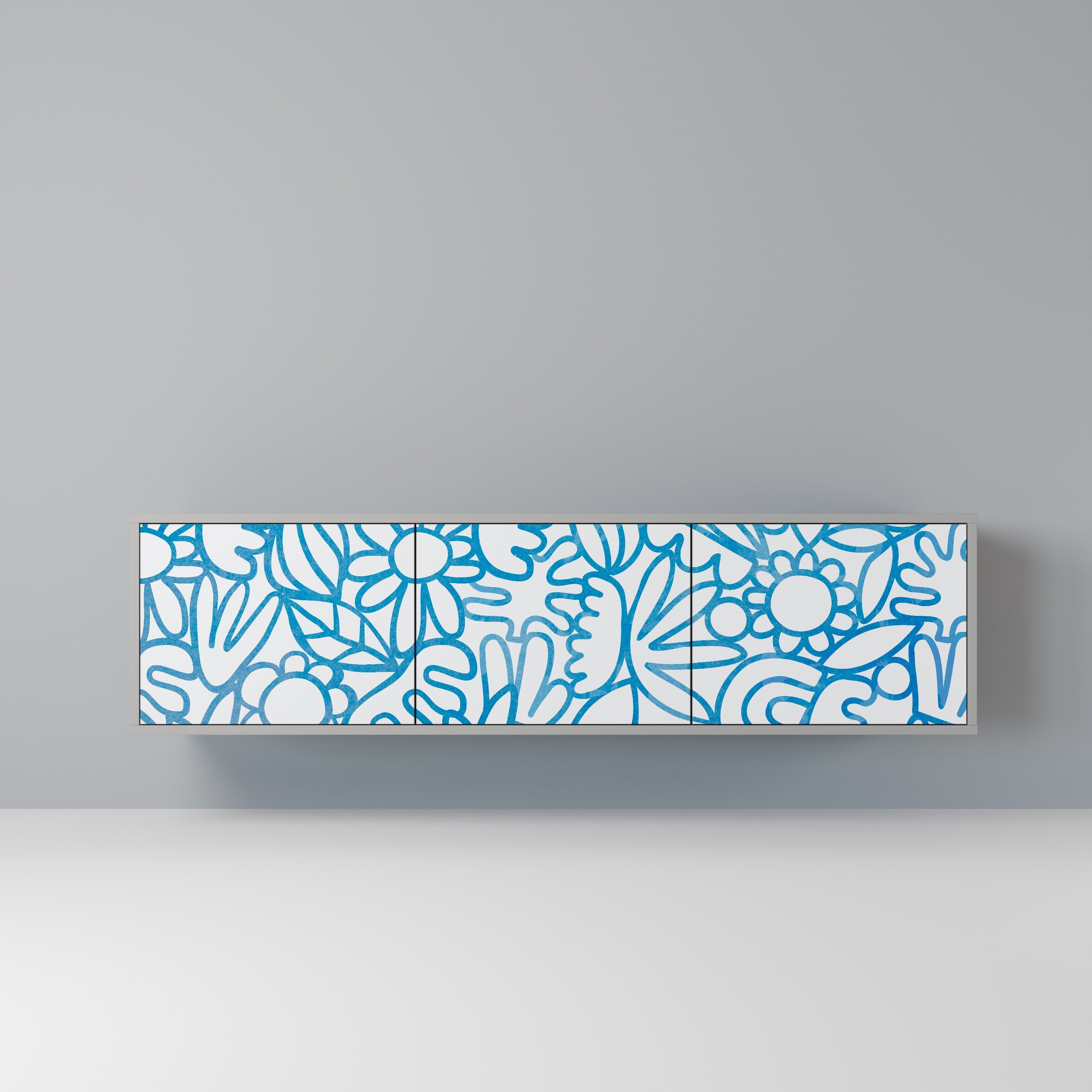 BLOOMY MORNING TV-Lowboard mit 3 Türen in Grau