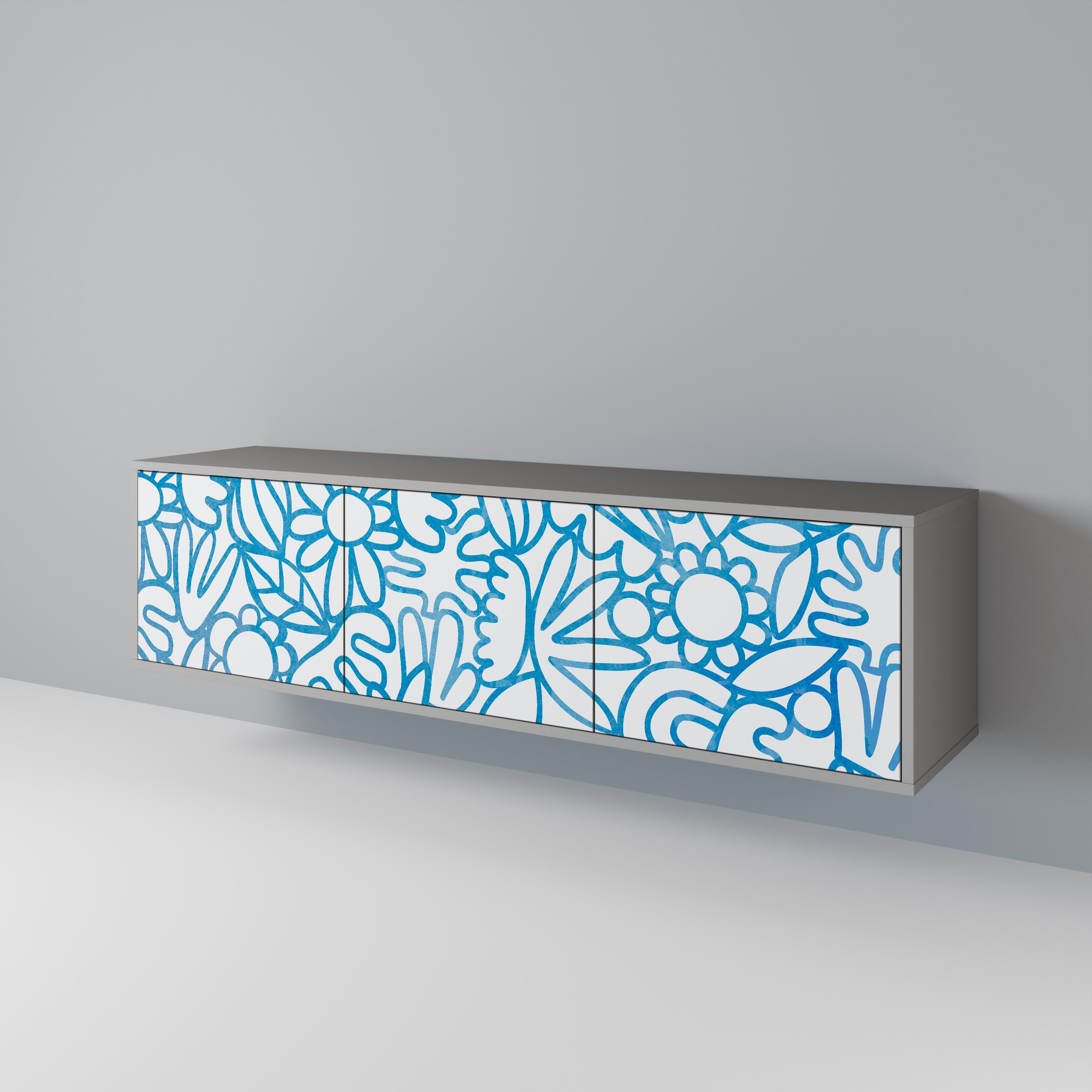 BLOOMY MORNING TV-Lowboard mit 3 Türen in Grau