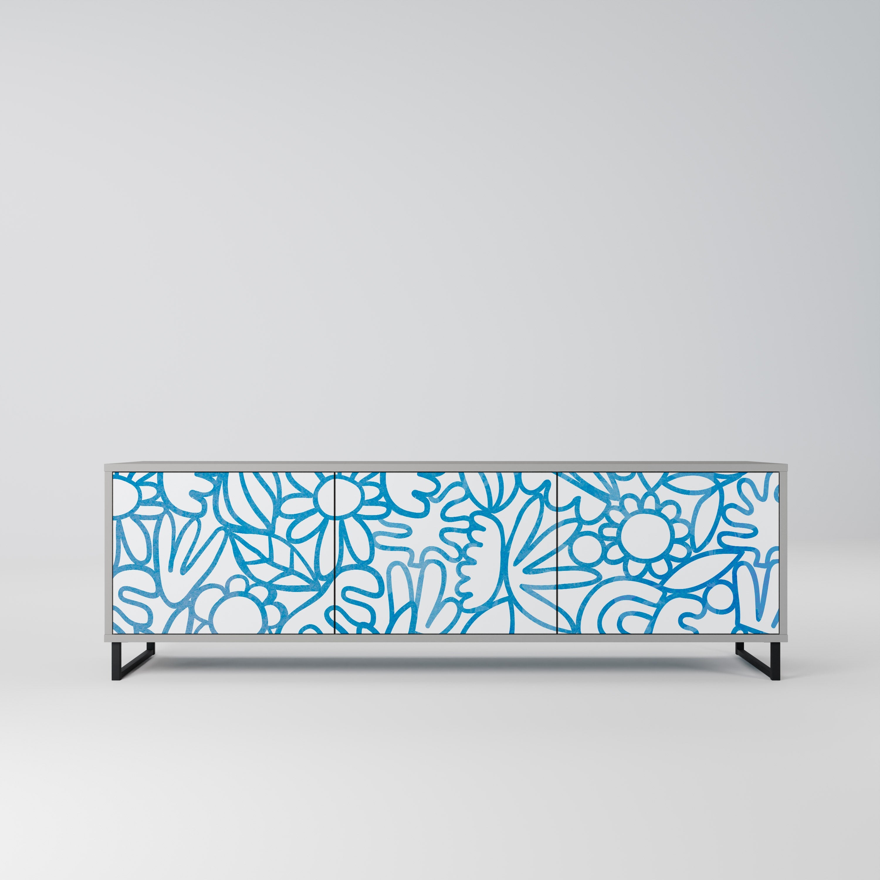 BLOOMY MORNING TV-Lowboard mit 3 Türen in Grau