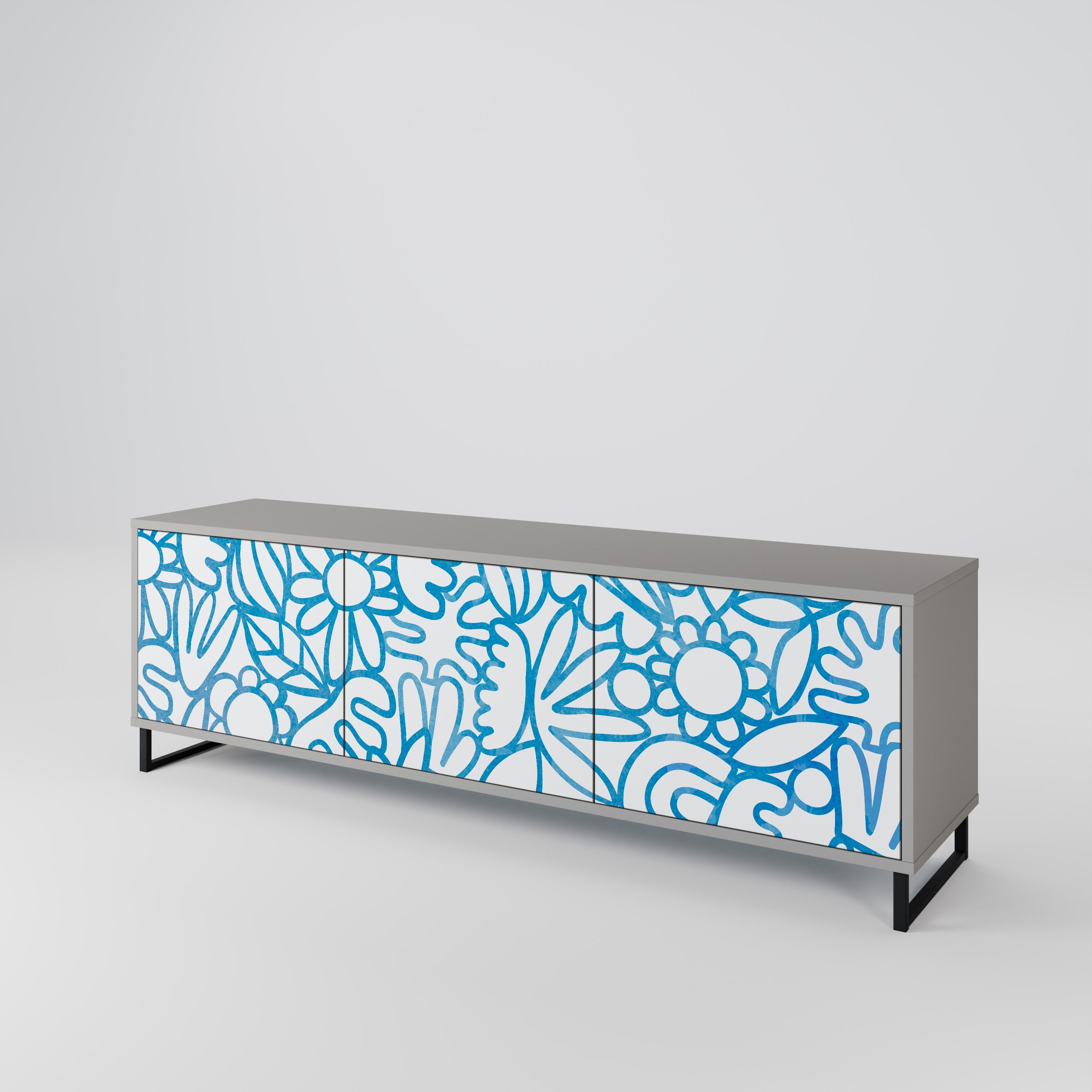 BLOOMY MORNING TV-Lowboard mit 3 Türen in Grau