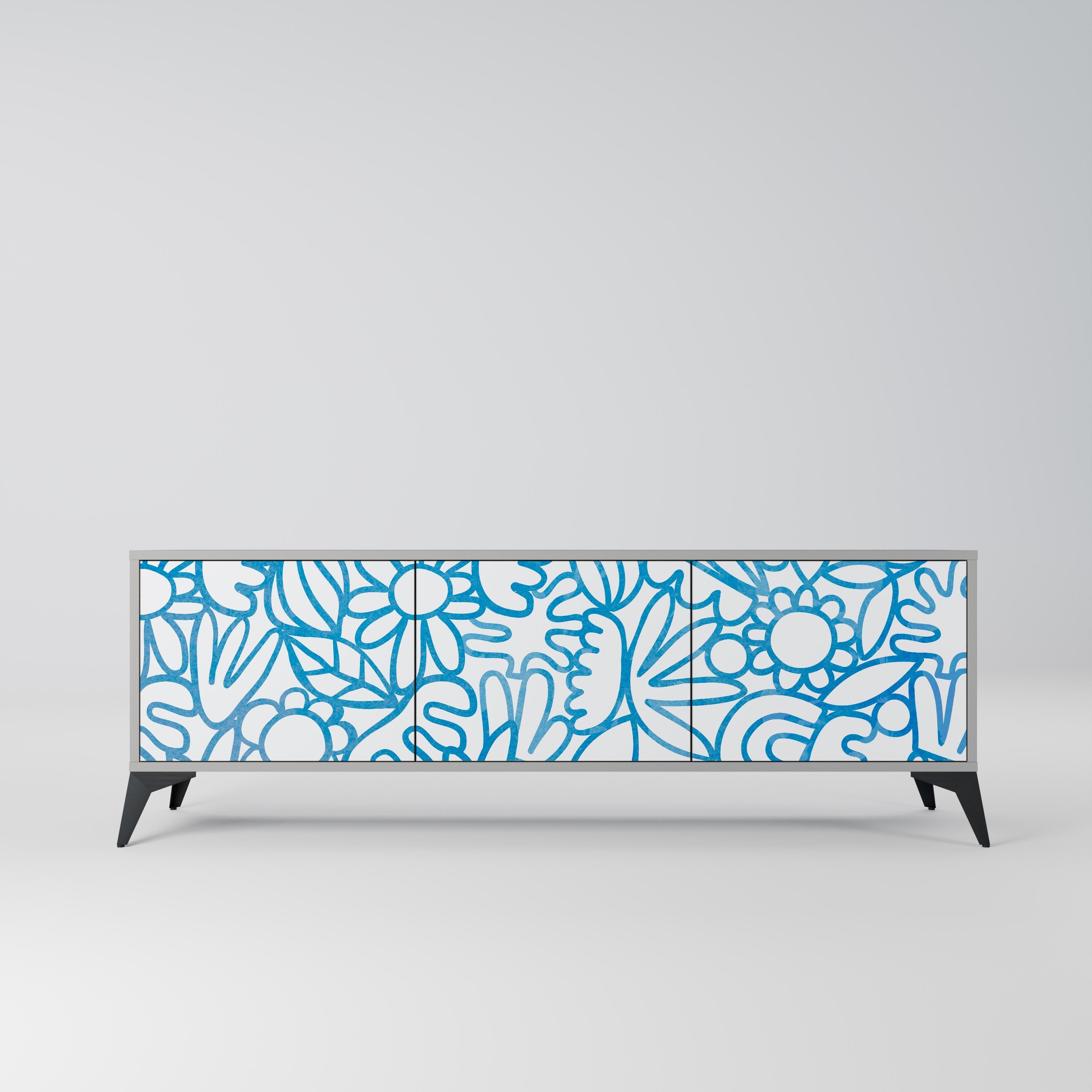 BLOOMY MORNING TV-Lowboard mit 3 Türen in Grau