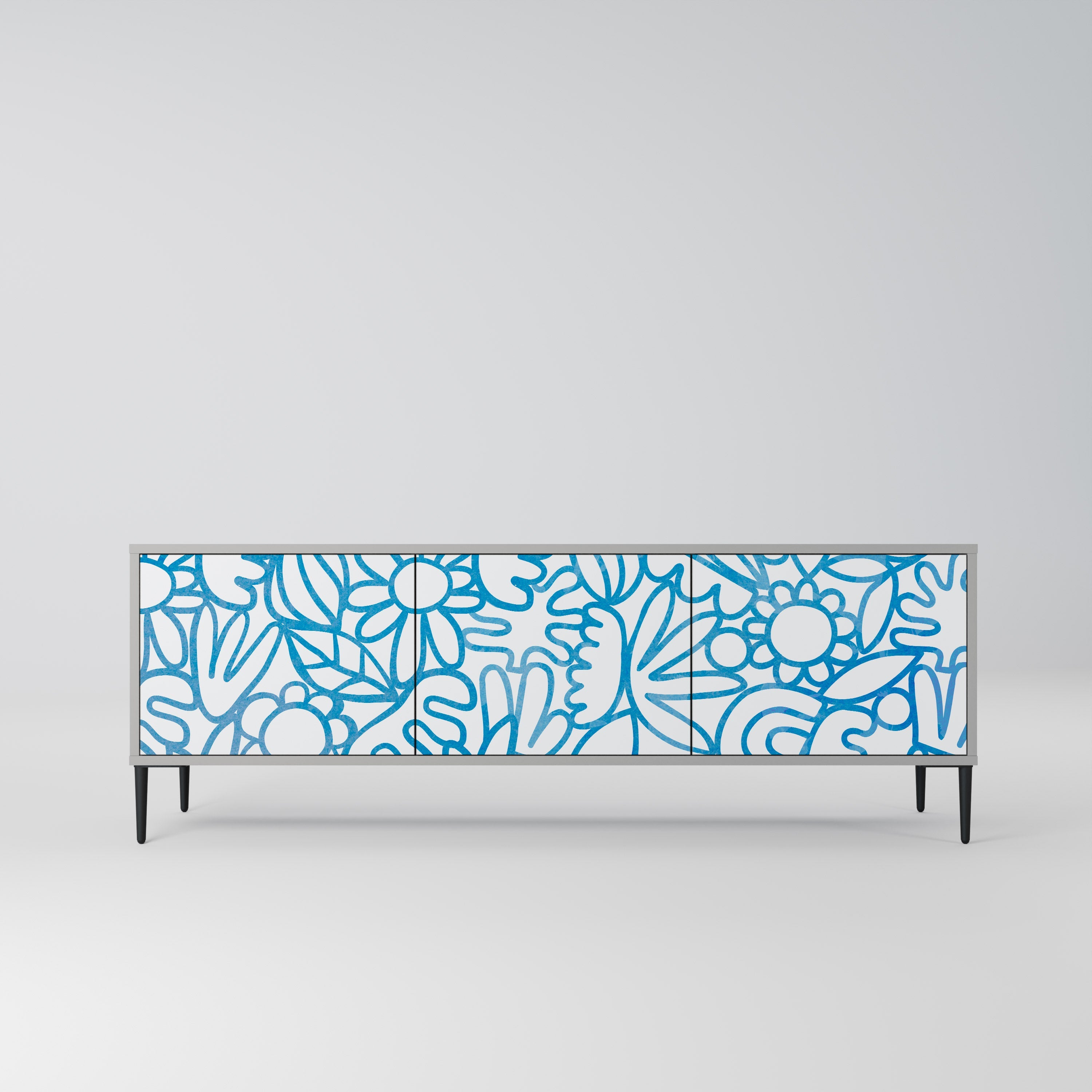 BLOOMY MORNING TV-Lowboard mit 3 Türen in Grau