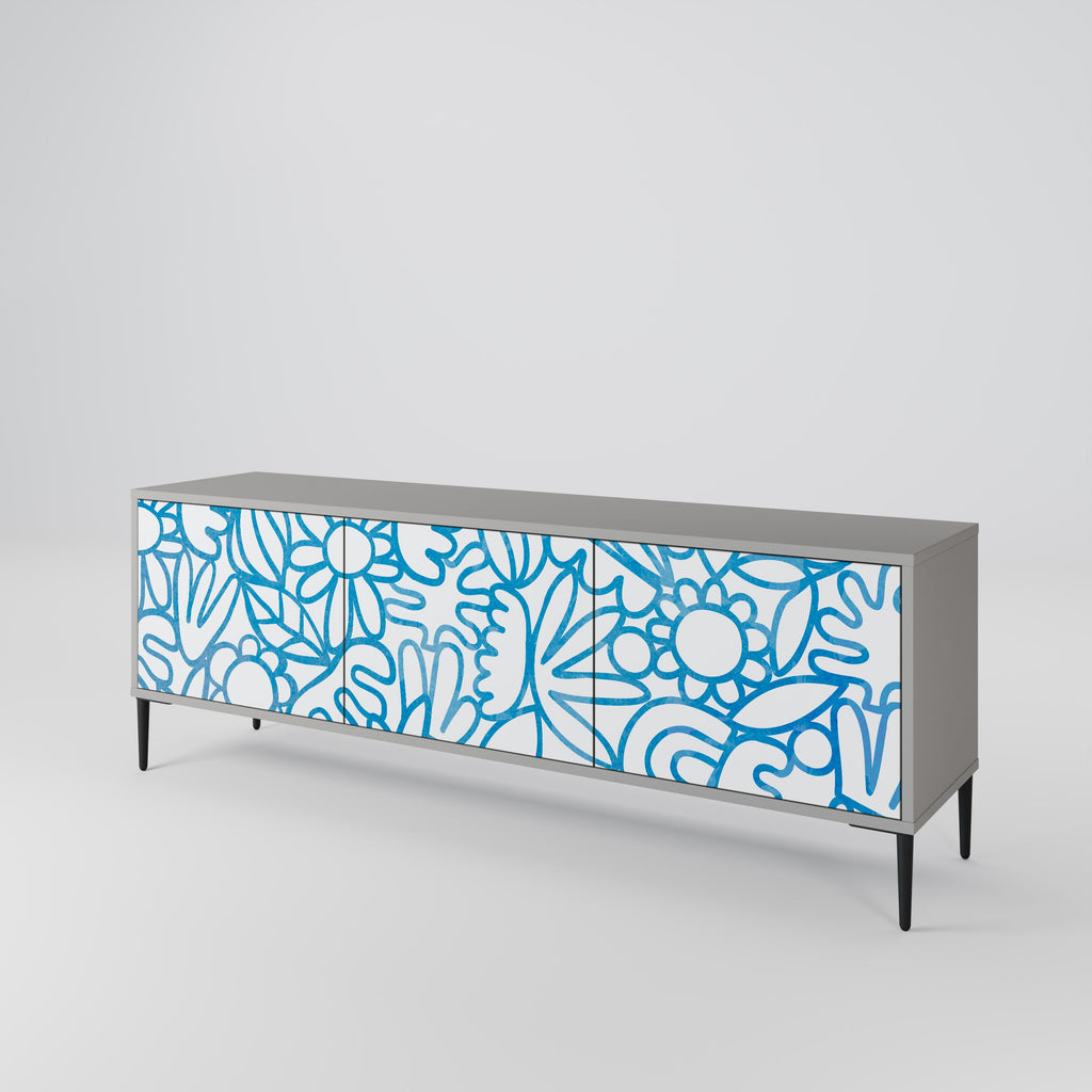 BLOOMY MORNING TV-Lowboard mit 3 Türen in Grau