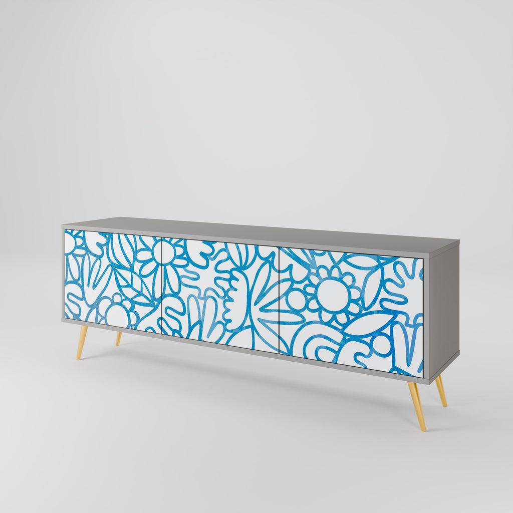 BLOOMY MORNING TV-Lowboard mit 3 Türen in Grau