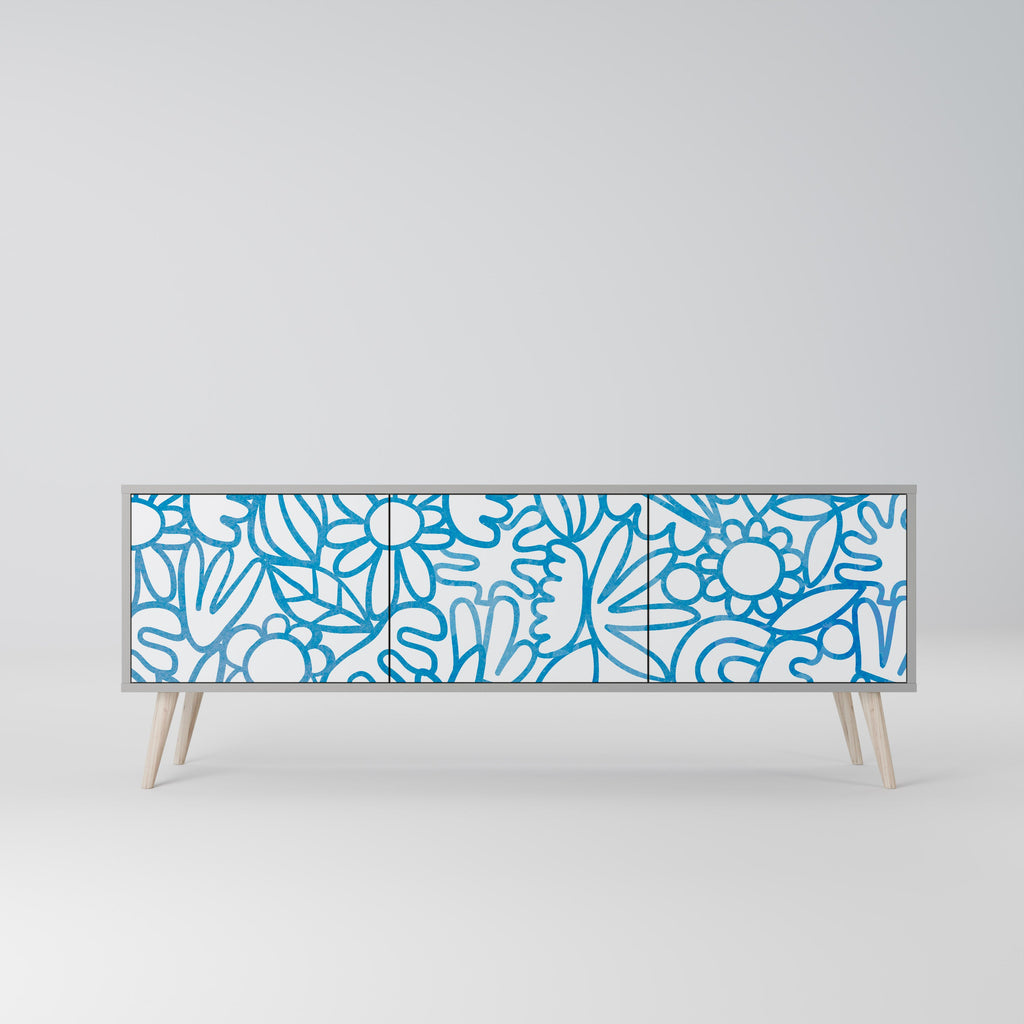 BLOOMY MORNING TV-Lowboard mit 3 Türen in Grau