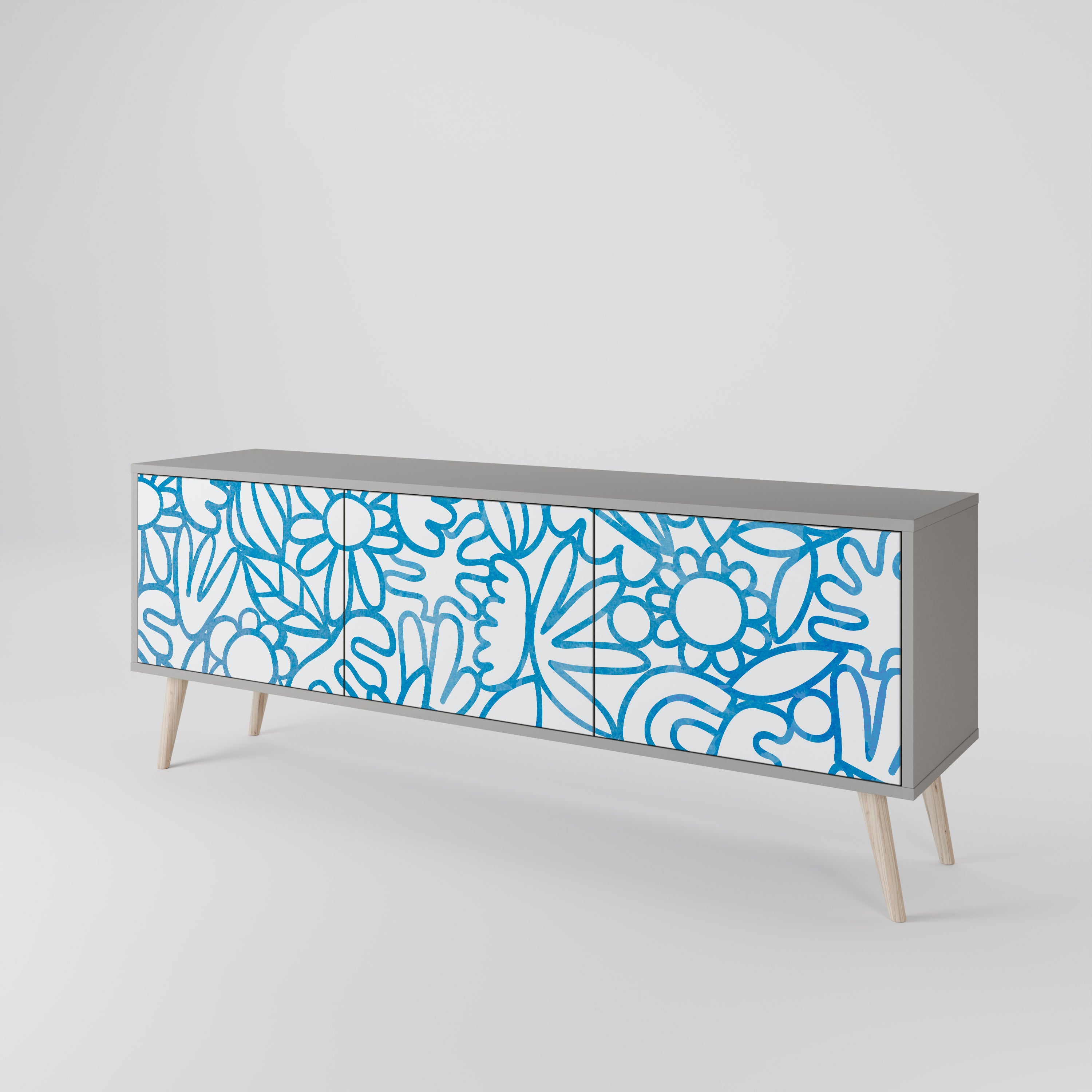 BLOOMY MORNING 3-Door TV Cabinet