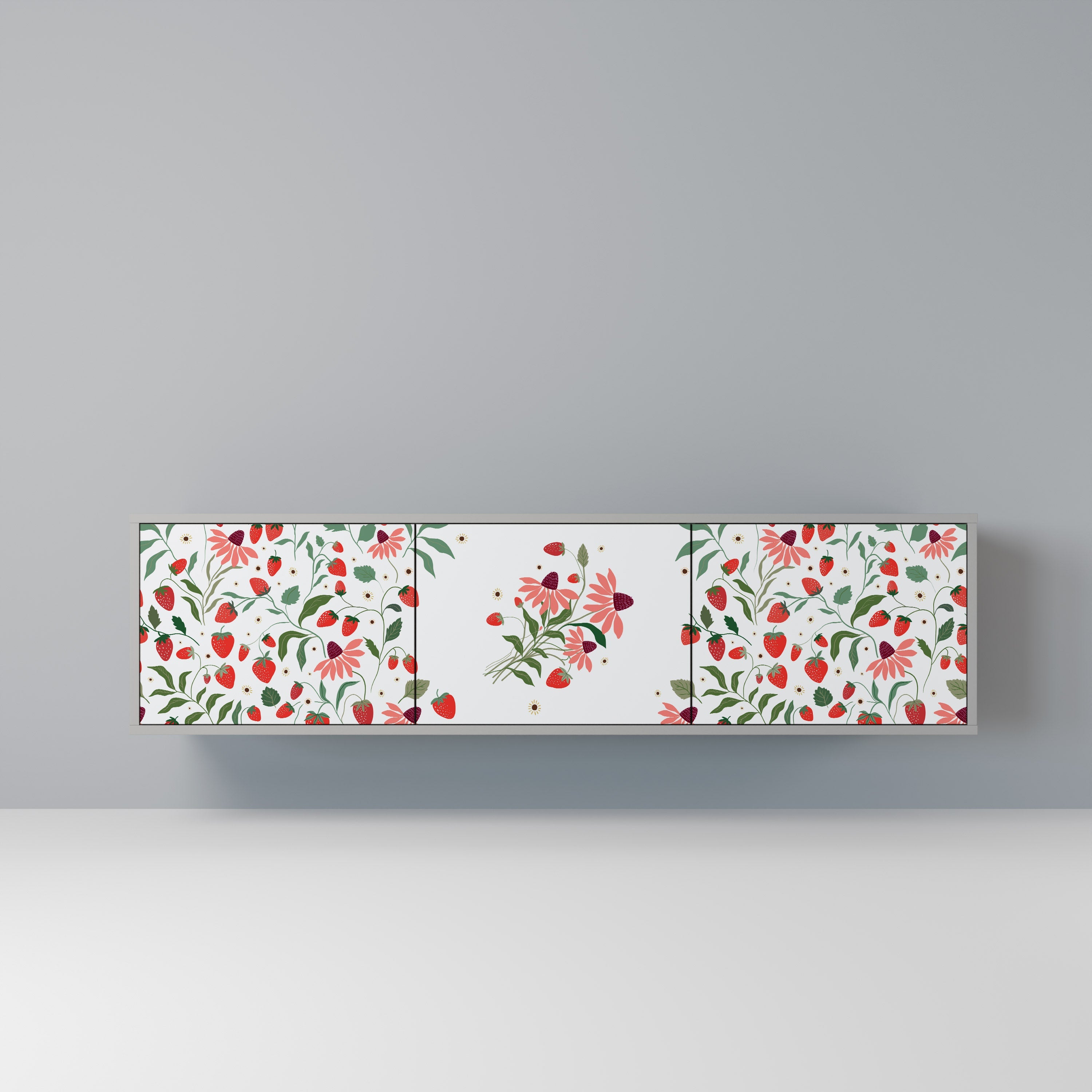 FLOWERS AND STRAWBERRIES TV-Lowboard mit 3 Türen in Grau