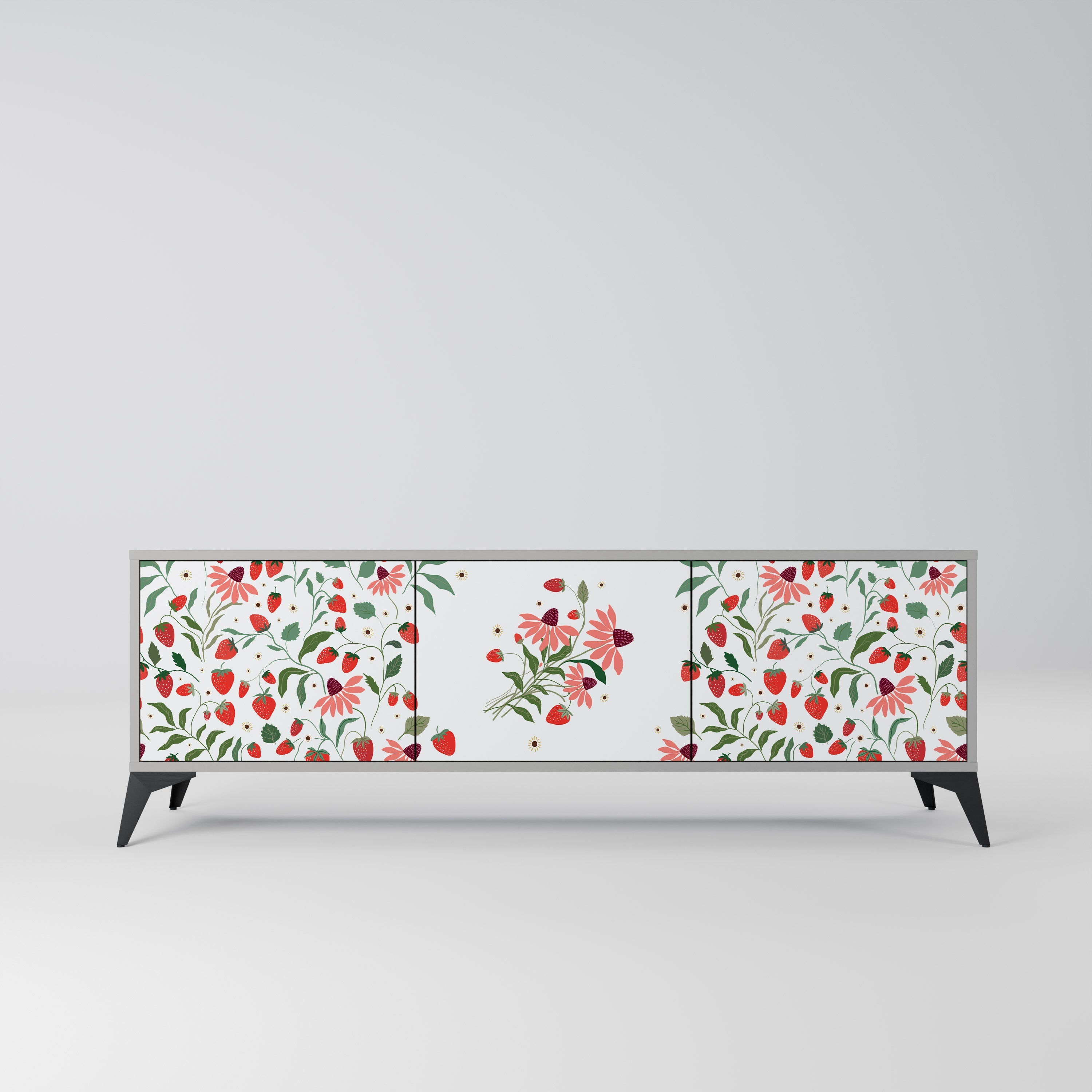 FLOWERS AND STRAWBERRIES TV-Lowboard mit 3 Türen in Grau