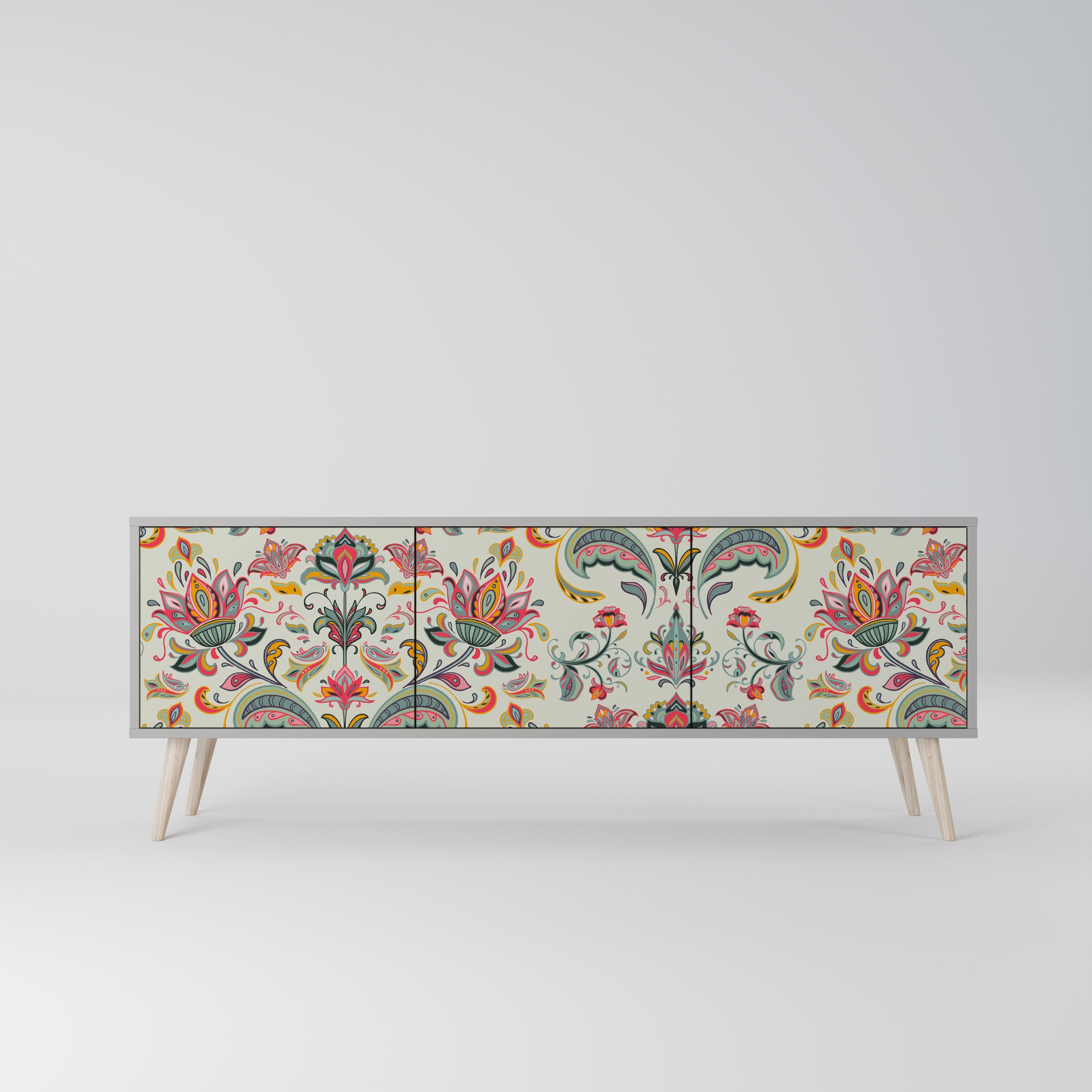 ORGANIC FOLKLORE TV-Lowboard mit 3 Türen in Grau