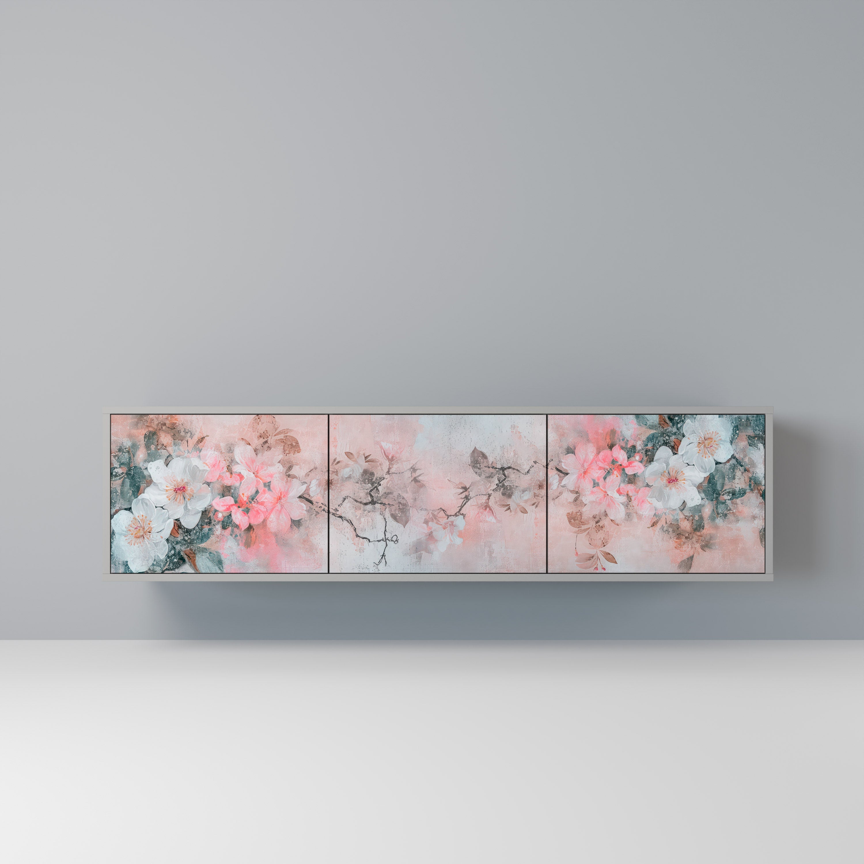 CHERRY BLOSSOM TV-Lowboard mit 3 Türen in Grau