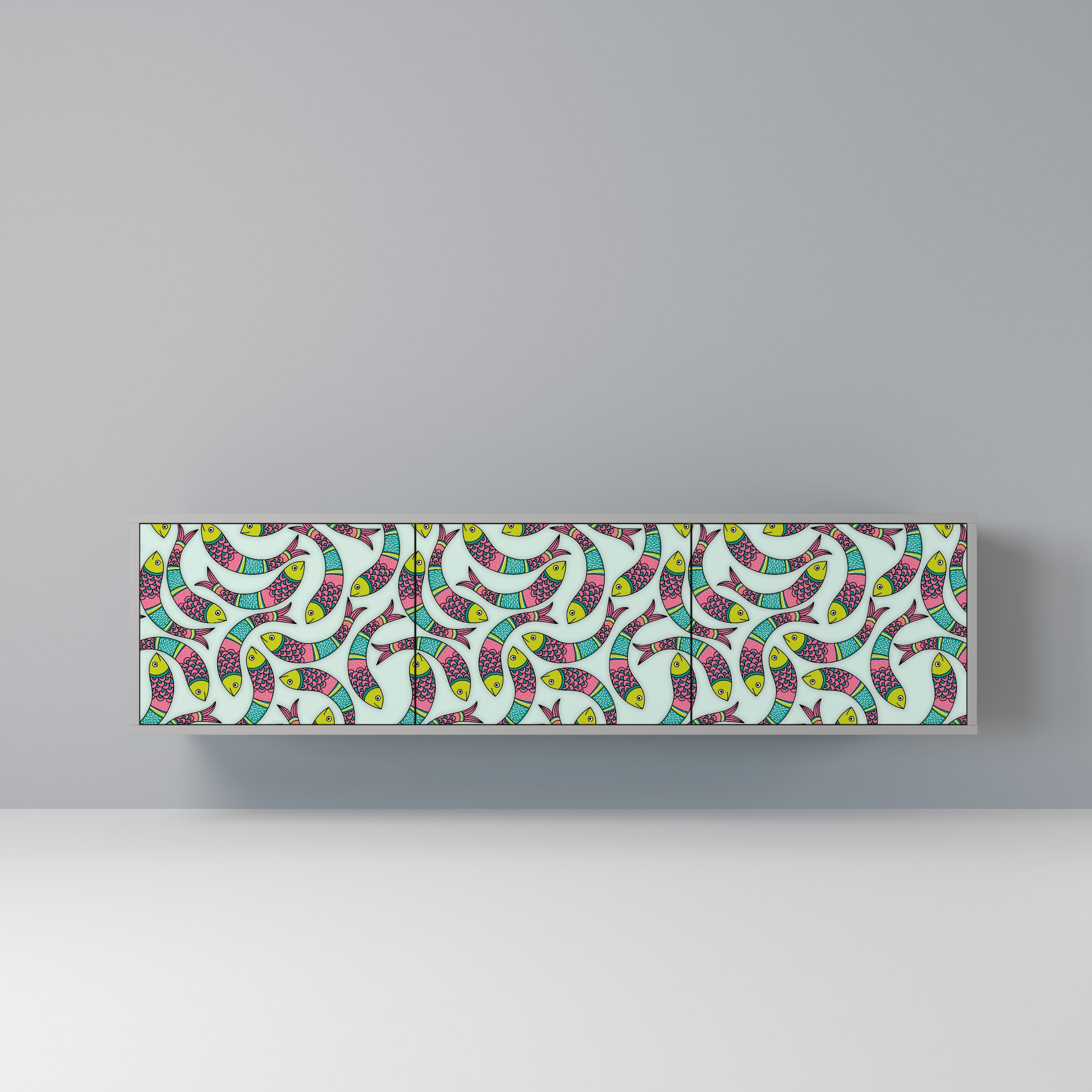 INDIAN FISH TV-Lowboard mit 3 Türen in Grau