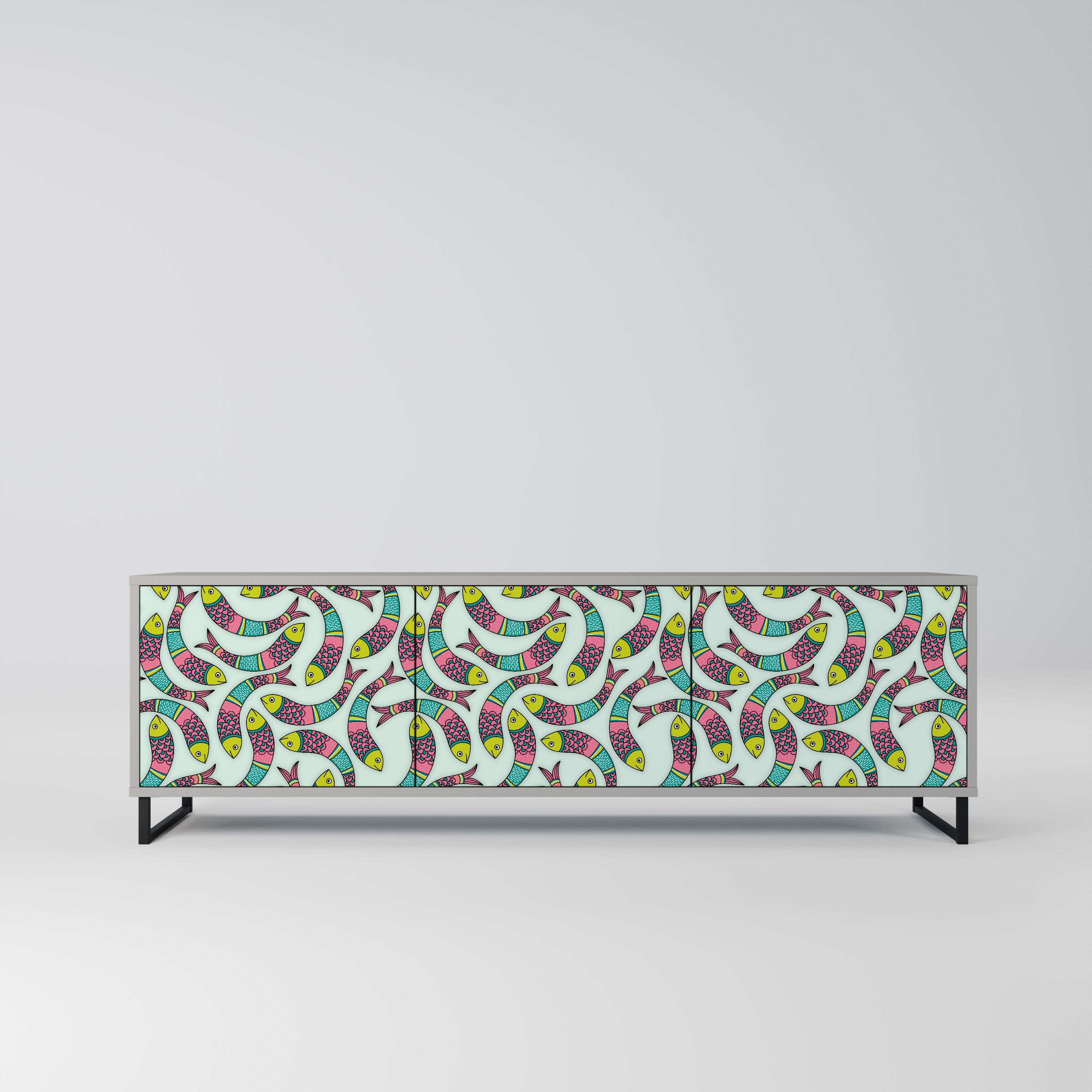 INDIAN FISH TV-Lowboard mit 3 Türen in Grau