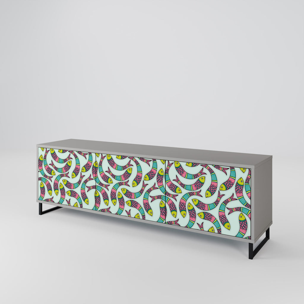 INDIAN FISH TV-Lowboard mit 3 Türen in Grau