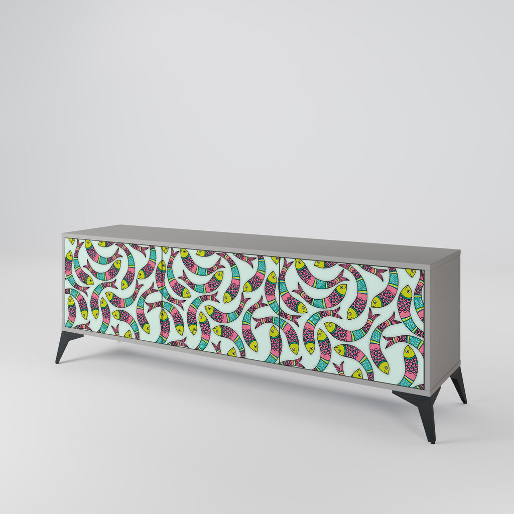 INDIAN FISH TV-Lowboard mit 3 Türen in Grau