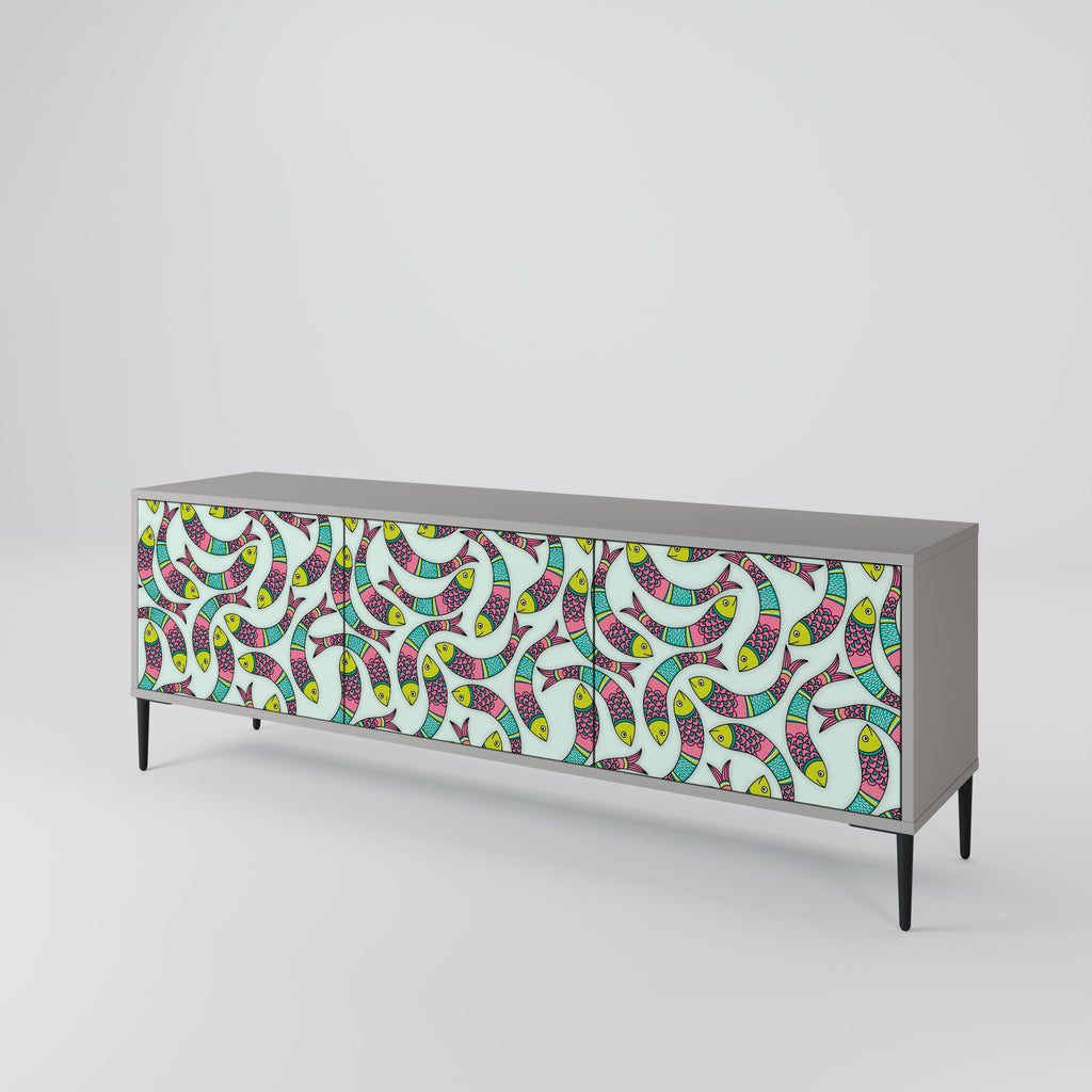 INDIAN FISH TV-Lowboard mit 3 Türen in Grau