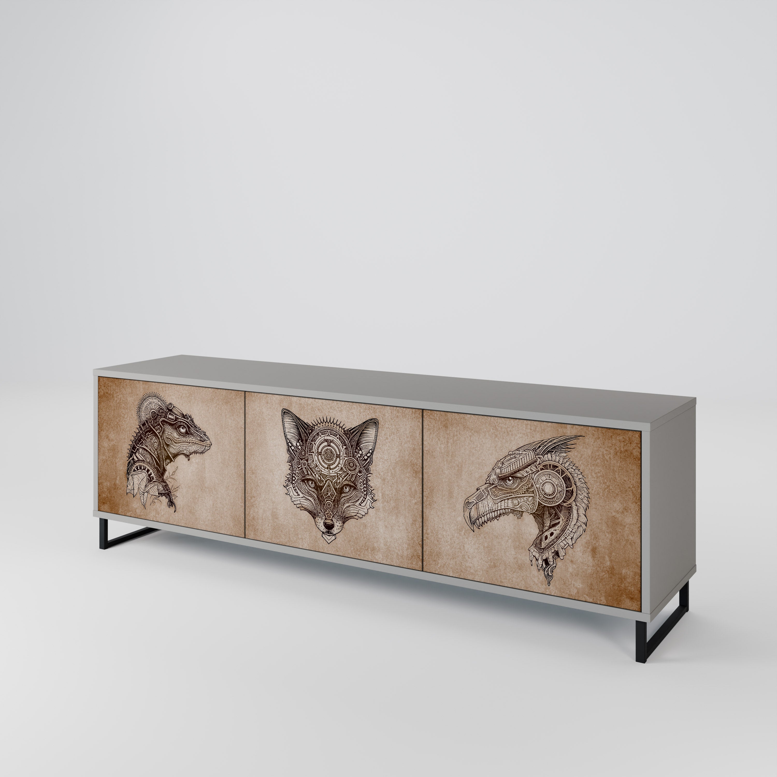 STEAMPUNK CLAN 3-Door TV Cabinet