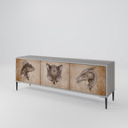 STEAMPUNK CLAN TV-Lowboard mit 3 Türen in Grau