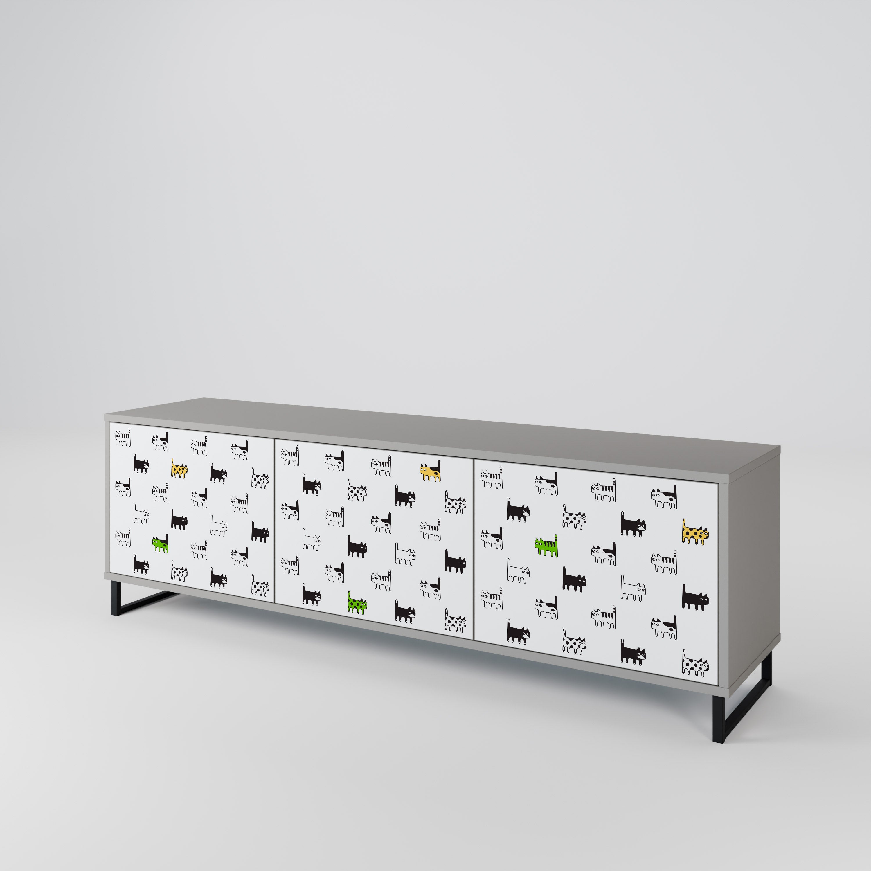 CATS COMPILATION 3-Door TV Cabinet