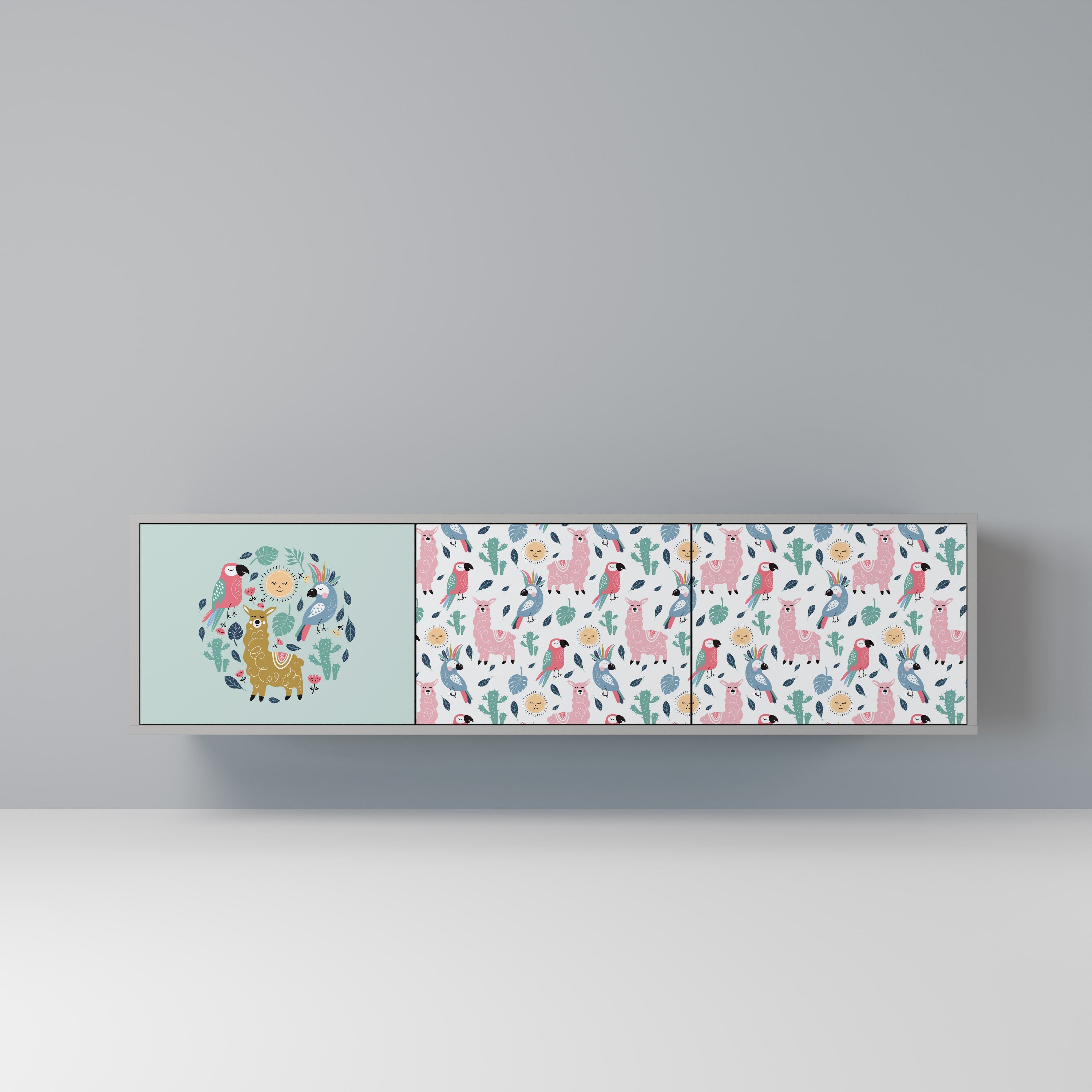 COLORFUL ALPACAS TV-Lowboard mit 3 Türen in Grau