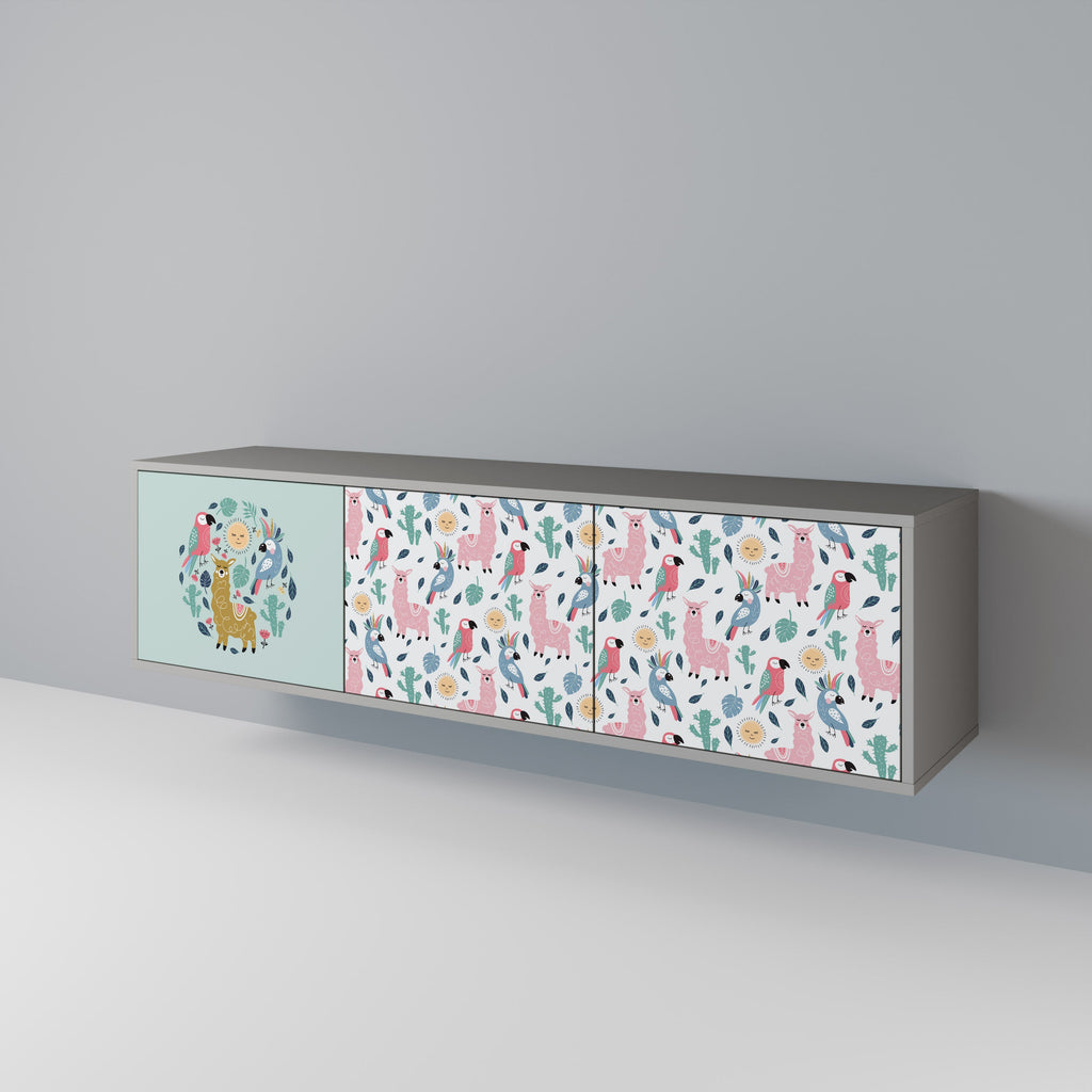COLORFUL ALPACAS TV-Lowboard mit 3 Türen in Grau