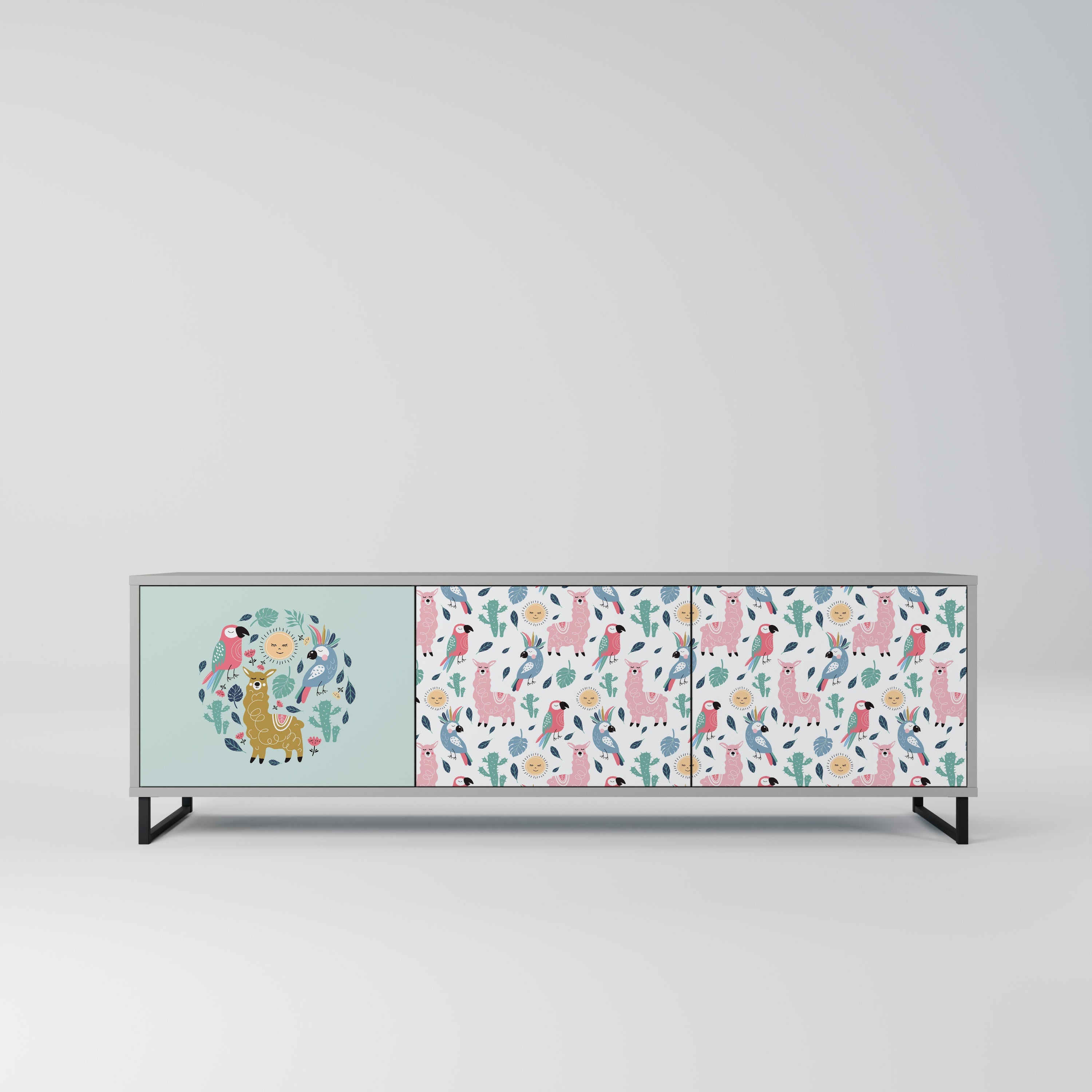 COLORFUL ALPACAS TV-Lowboard mit 3 Türen in Grau