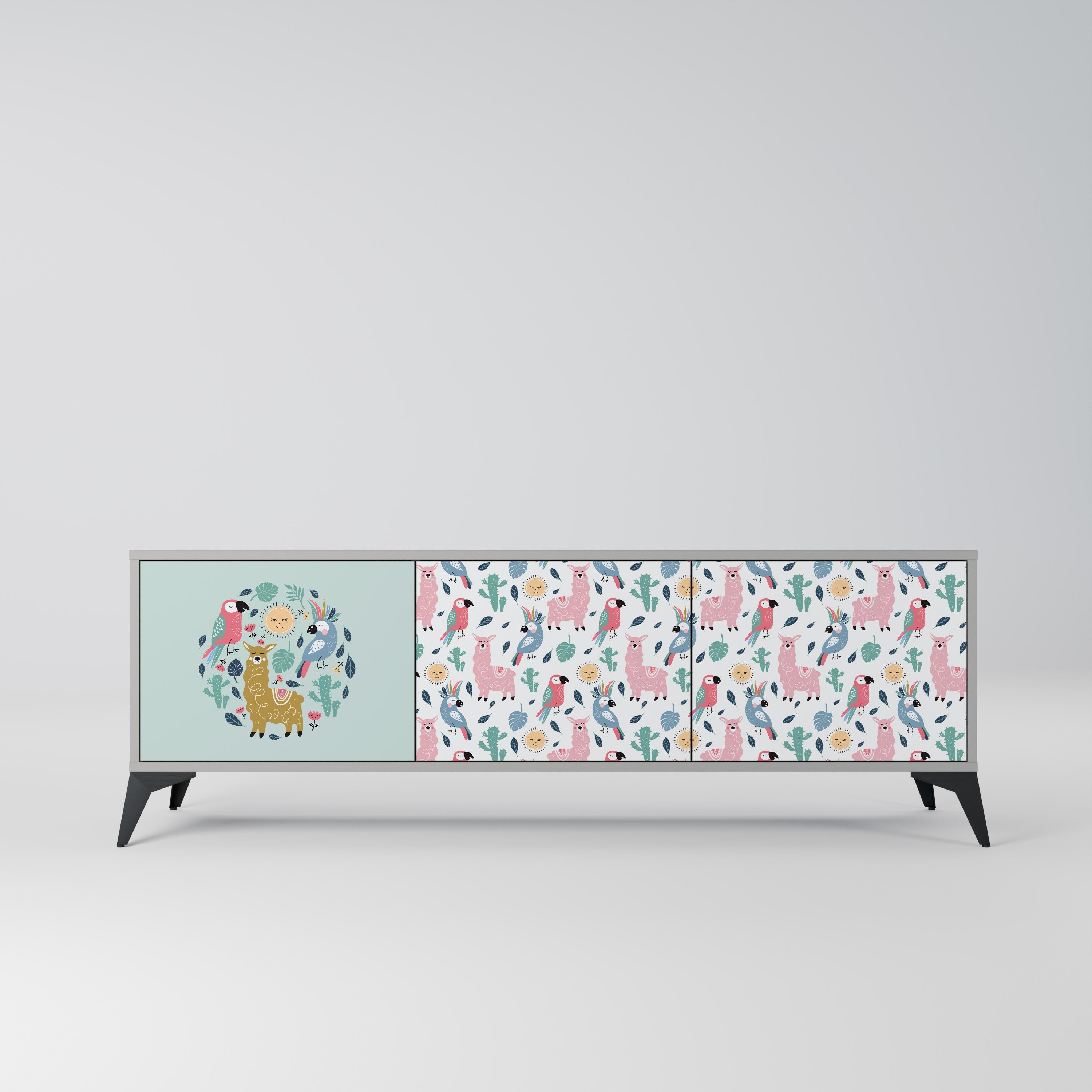 COLORFUL ALPACAS TV-Lowboard mit 3 Türen in Grau