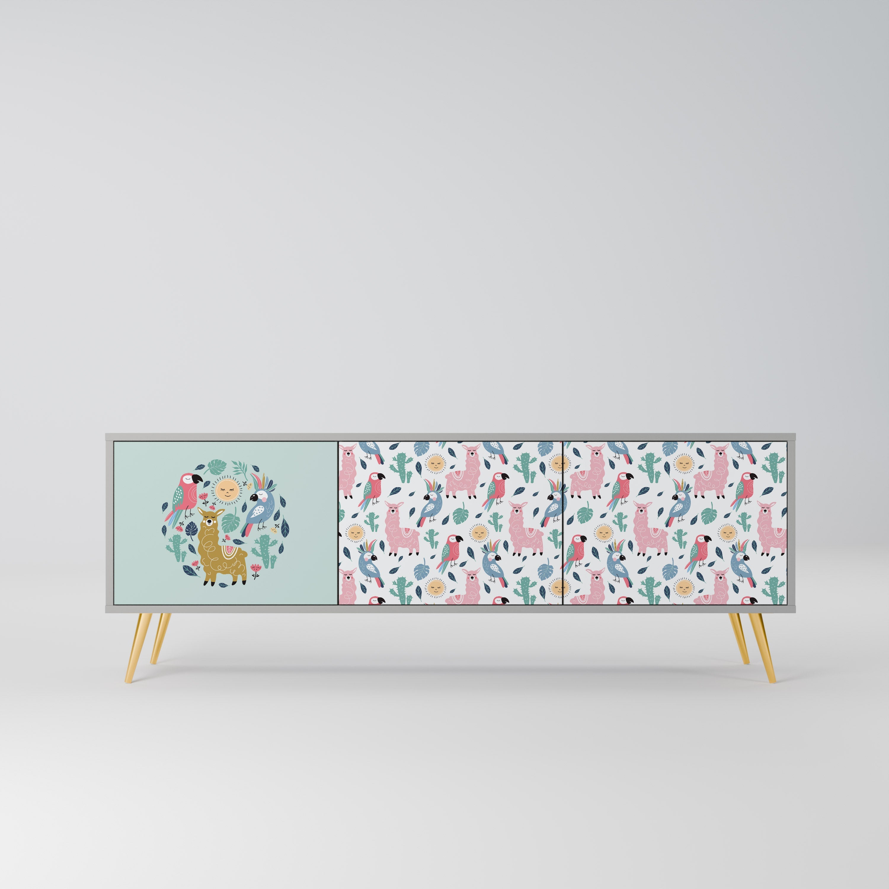 COLORFUL ALPACAS TV-Lowboard mit 3 Türen in Grau