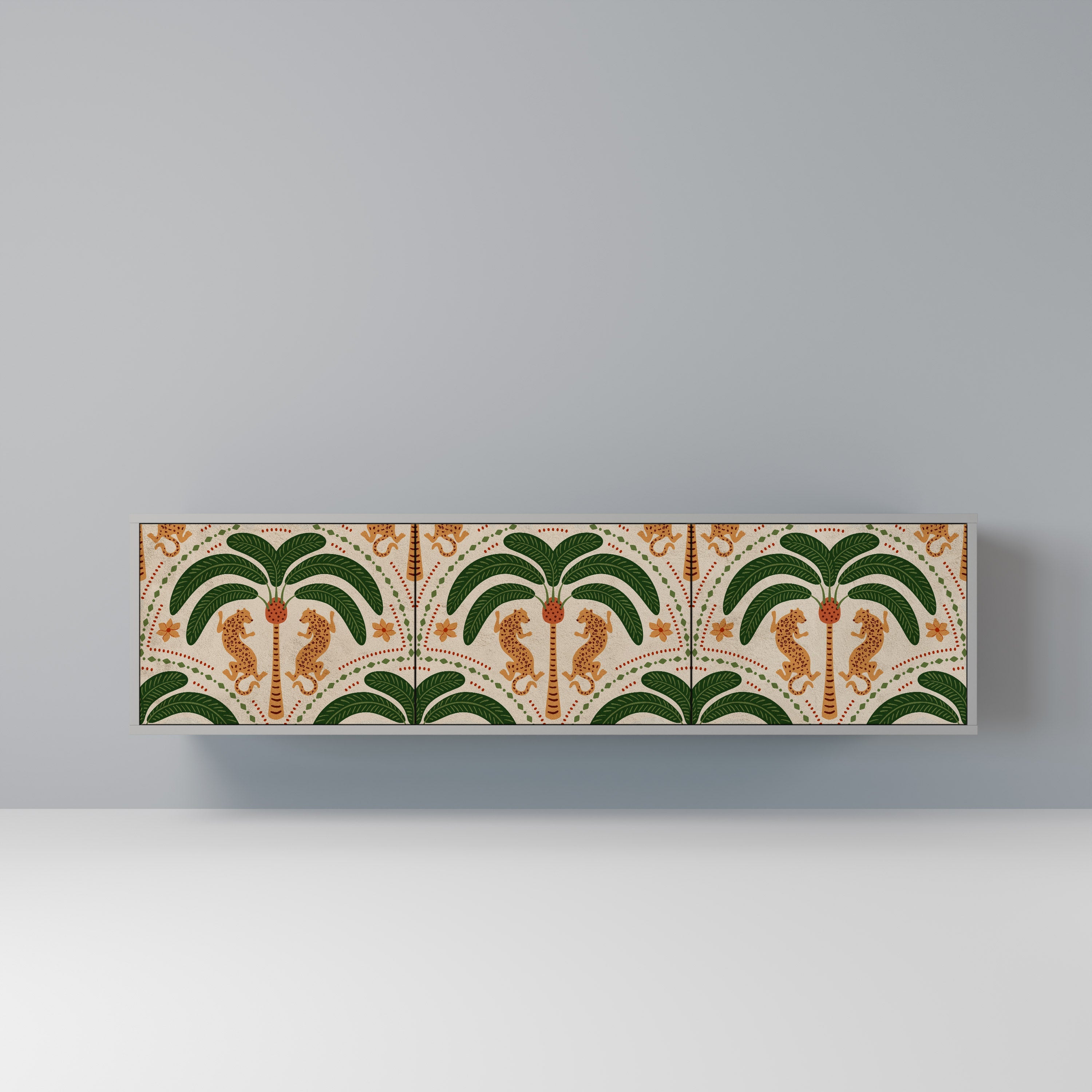 DANCING PREDATORS TV-Lowboard mit 3 Türen in Grau