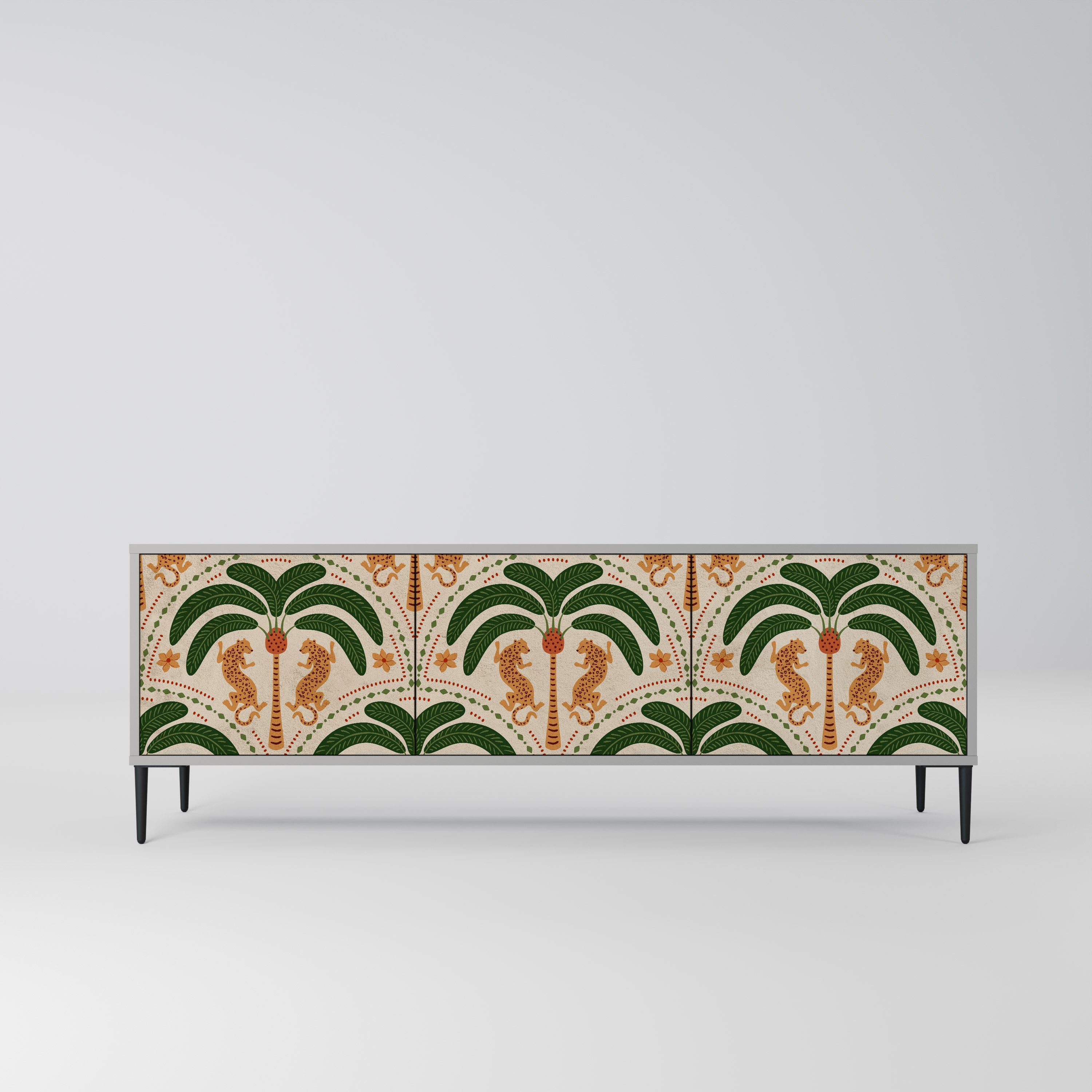 DANCING PREDATORS TV-Lowboard mit 3 Türen in Grau