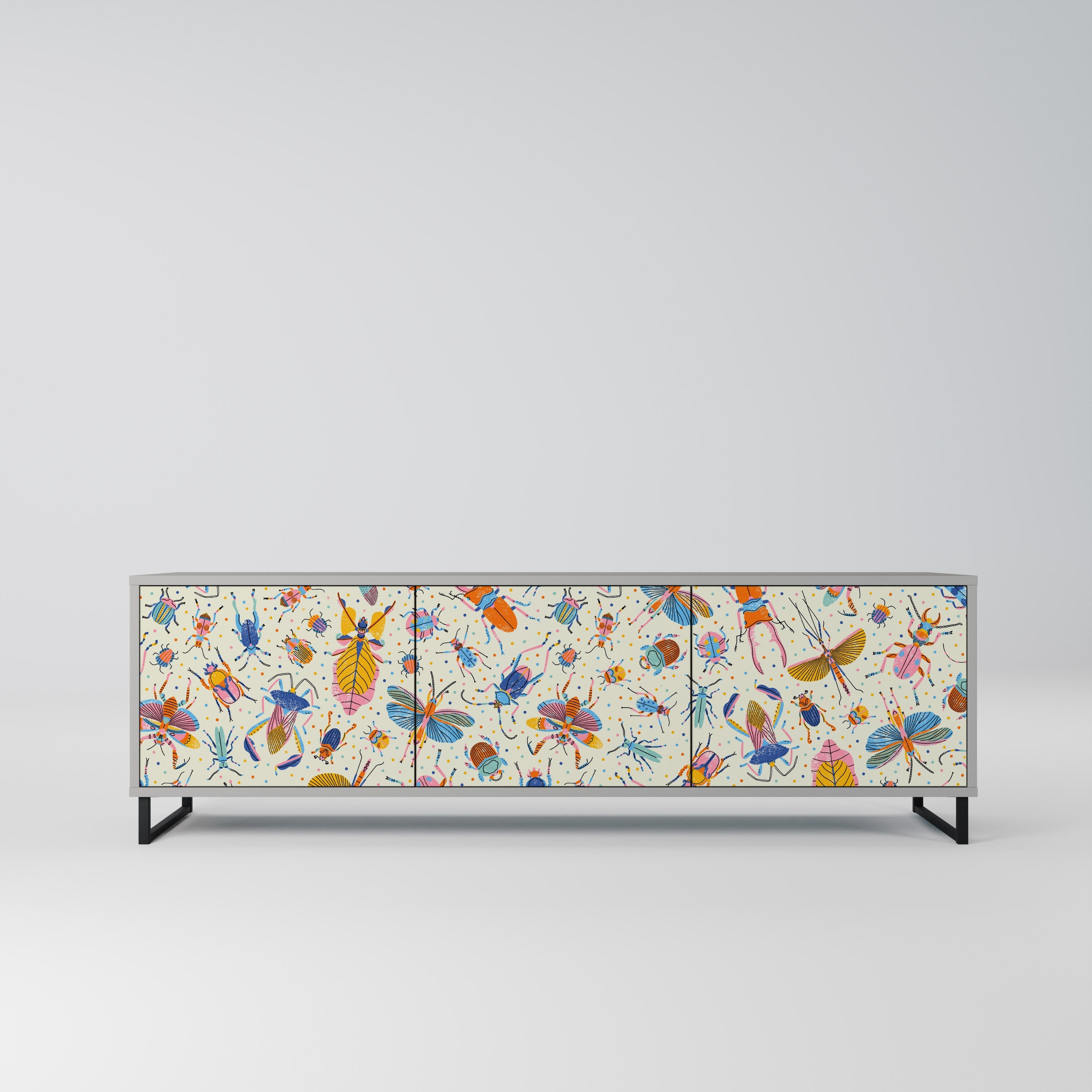 COLORFUL INSECTS TV-Lowboard mit 3 Türen in Grau