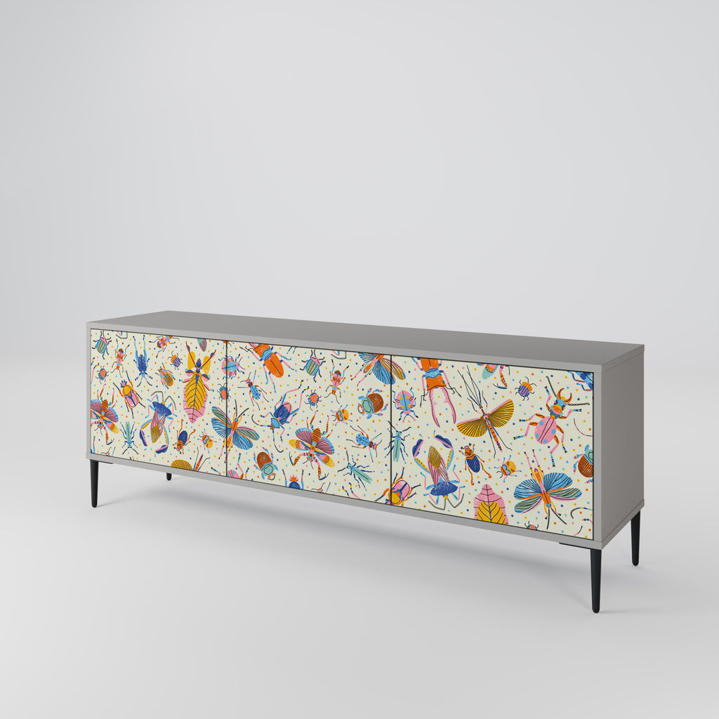 COLORFUL INSECTS TV-Lowboard mit 3 Türen in Grau