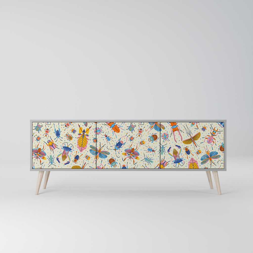 COLORFUL INSECTS TV-Lowboard mit 3 Türen in Grau