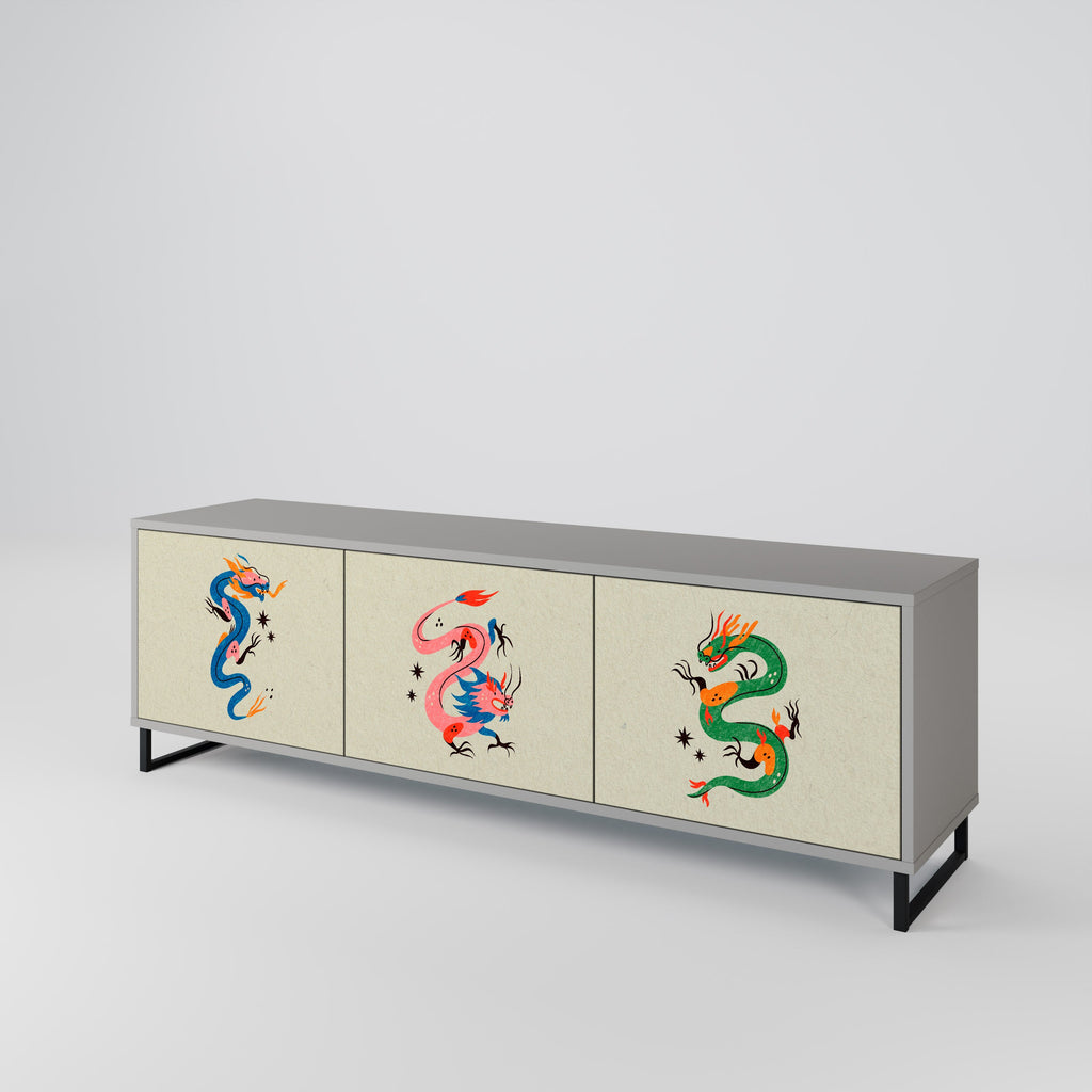 MYTHOLOGICAL CREATURES TV-Lowboard mit 3 Türen in Grau