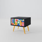 GEOMETRIC GLIMMER Nightstand in Black Finish