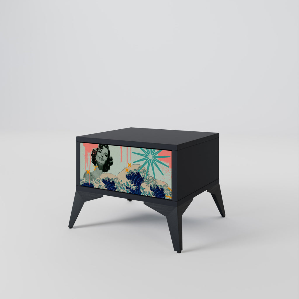 KANAGAWA BEAUTY Nachttisch in Schwarz