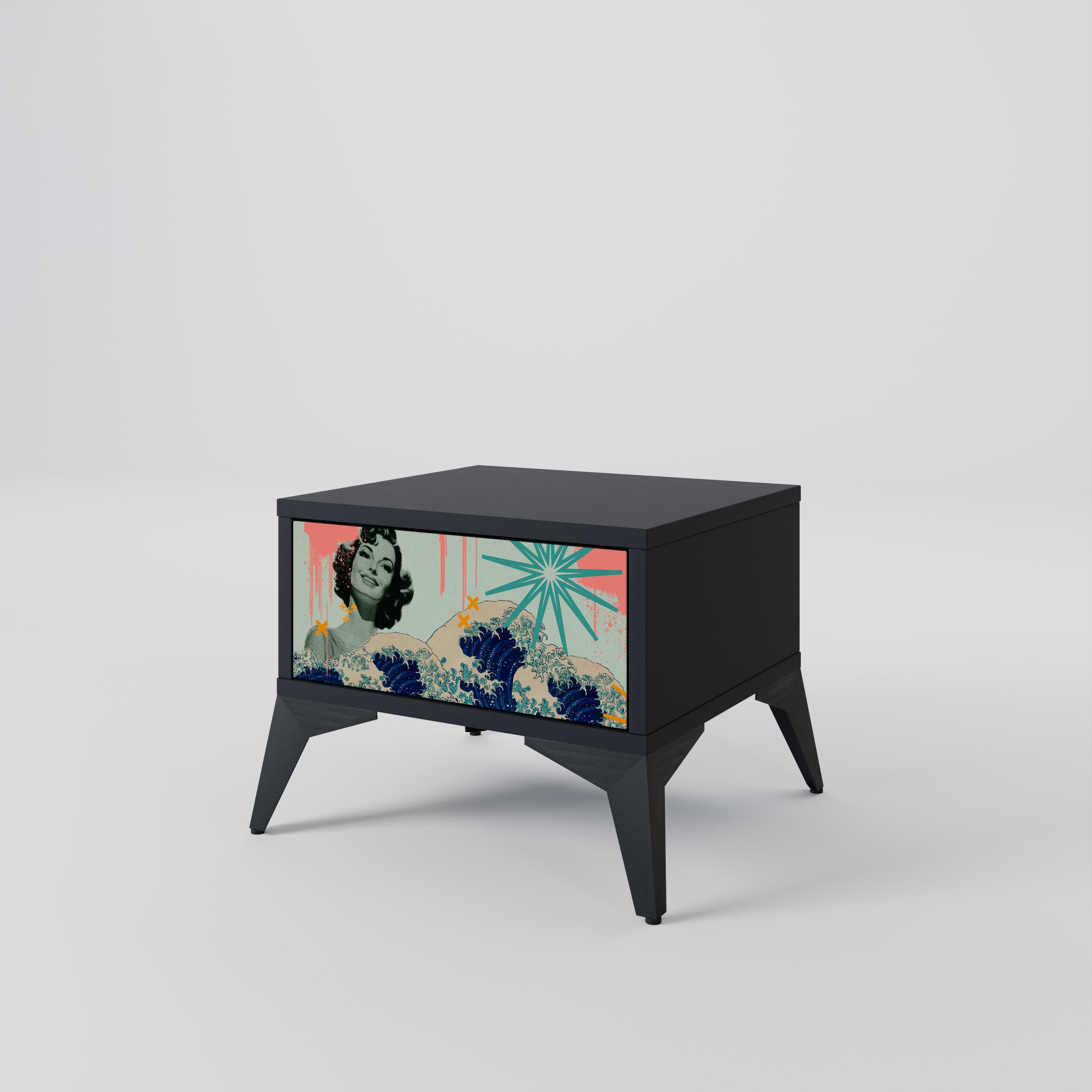 KANAGAWA BEAUTY Nachttisch in Schwarz