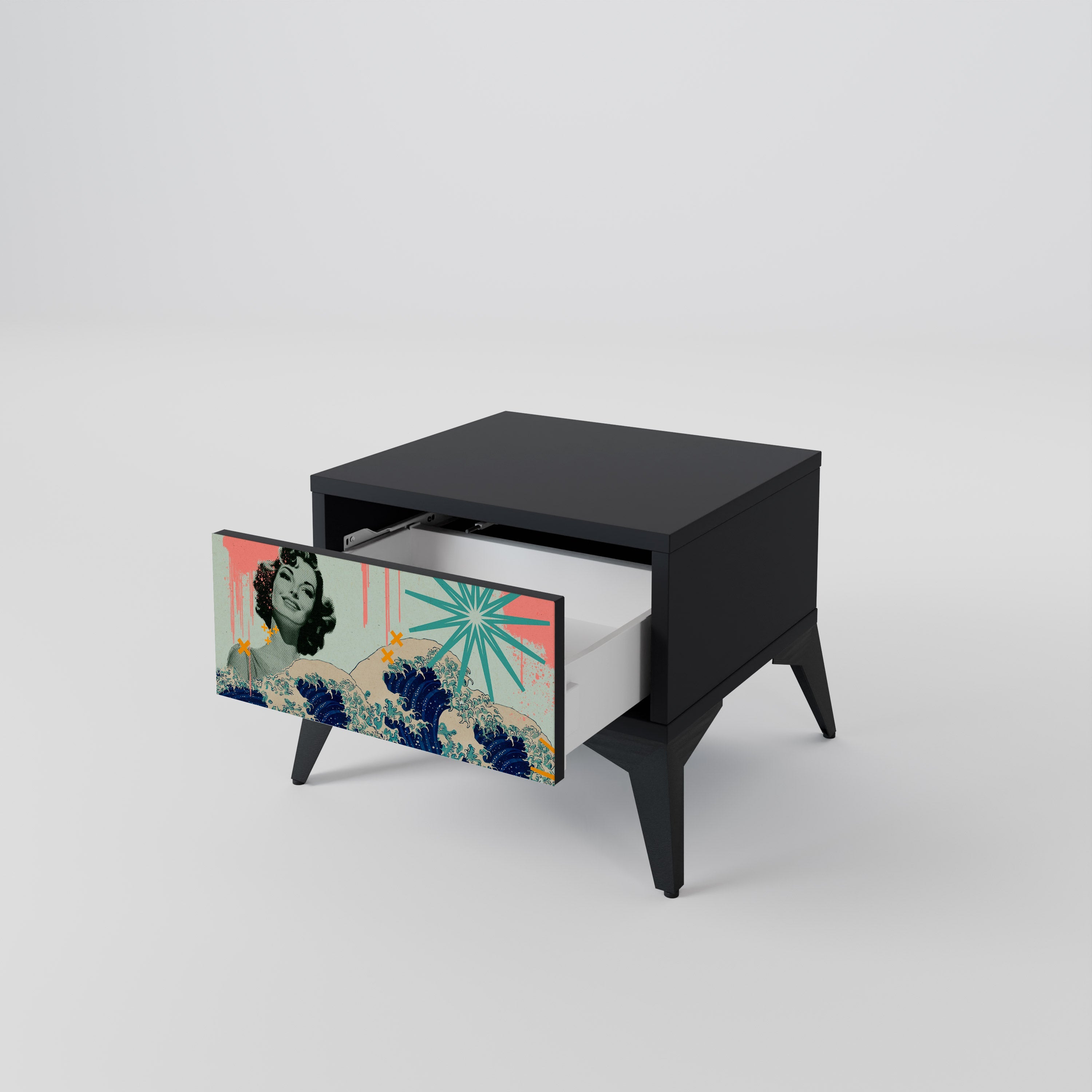 KANAGAWA BEAUTY Nachttisch in Schwarz