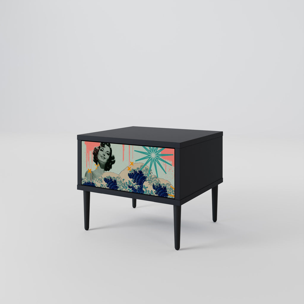 KANAGAWA BEAUTY Nachttisch in Schwarz