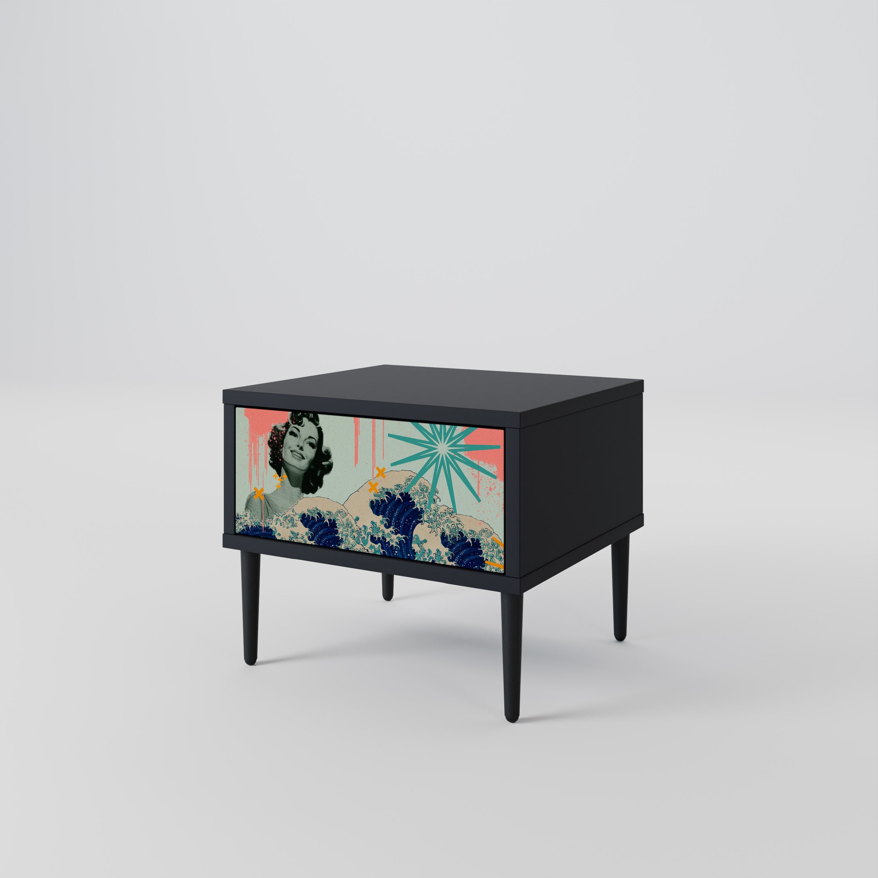 KANAGAWA BEAUTY Nachttisch in Schwarz