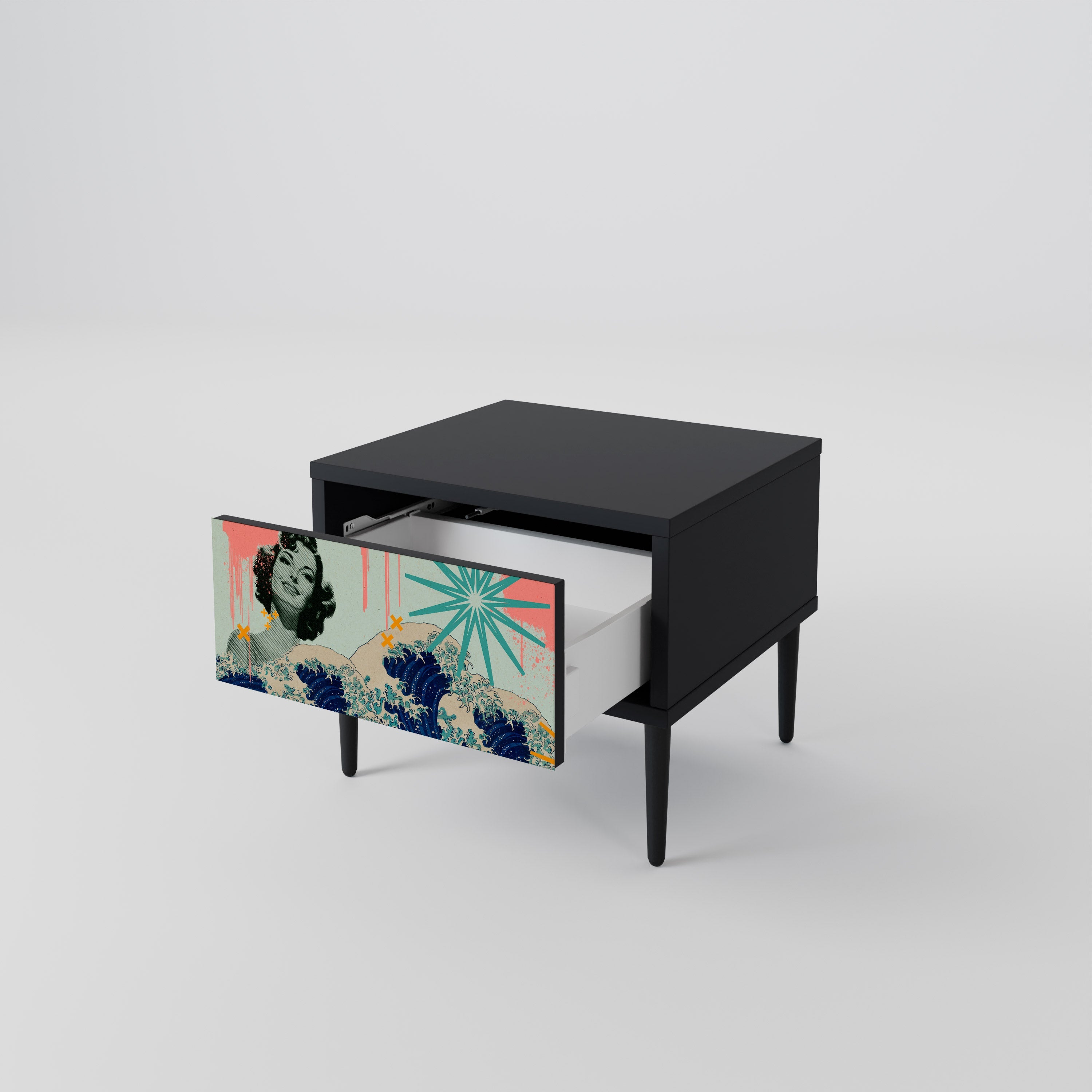 KANAGAWA BEAUTY Nachttisch in Schwarz